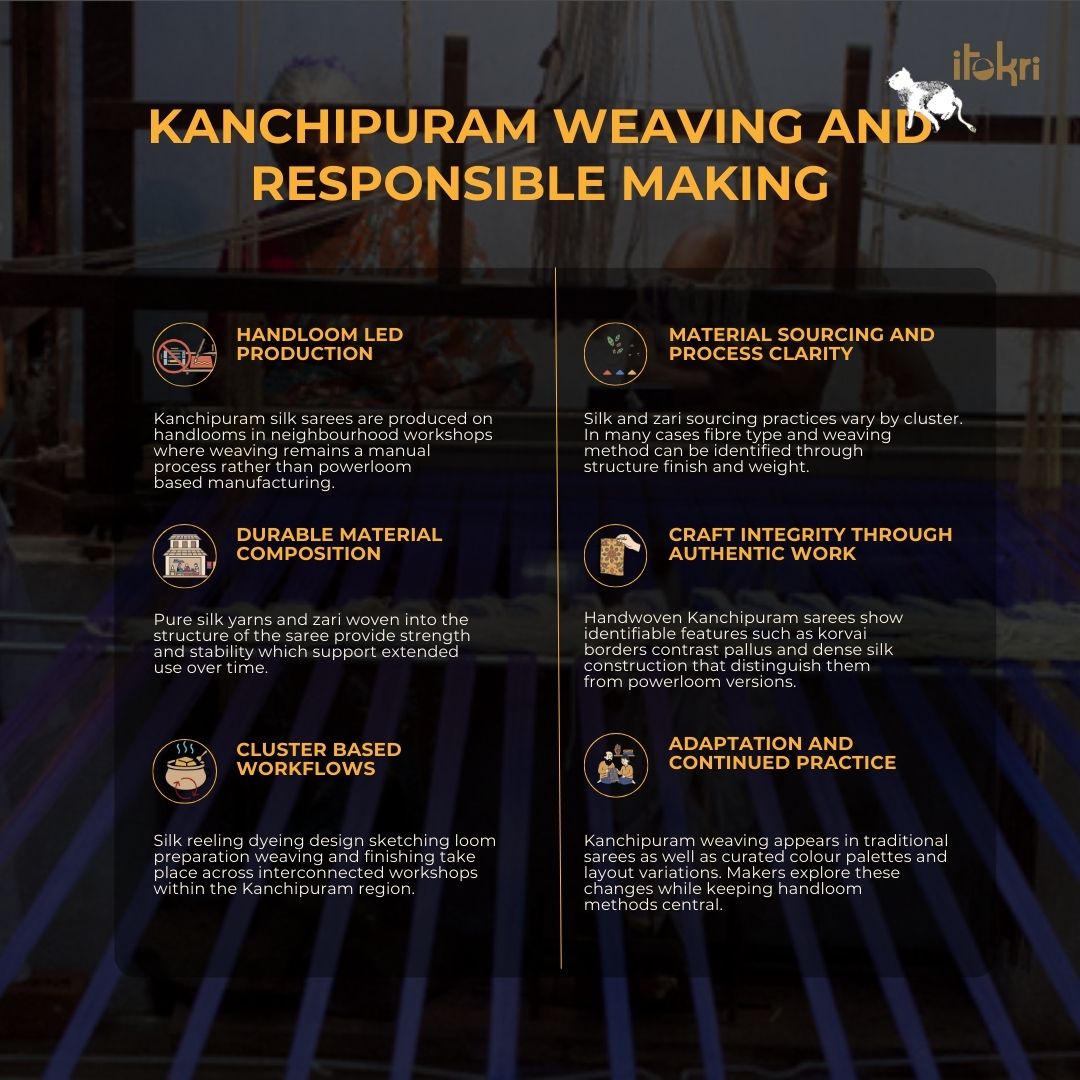 Black - handloom cotton thread border kanchipuram saree 18