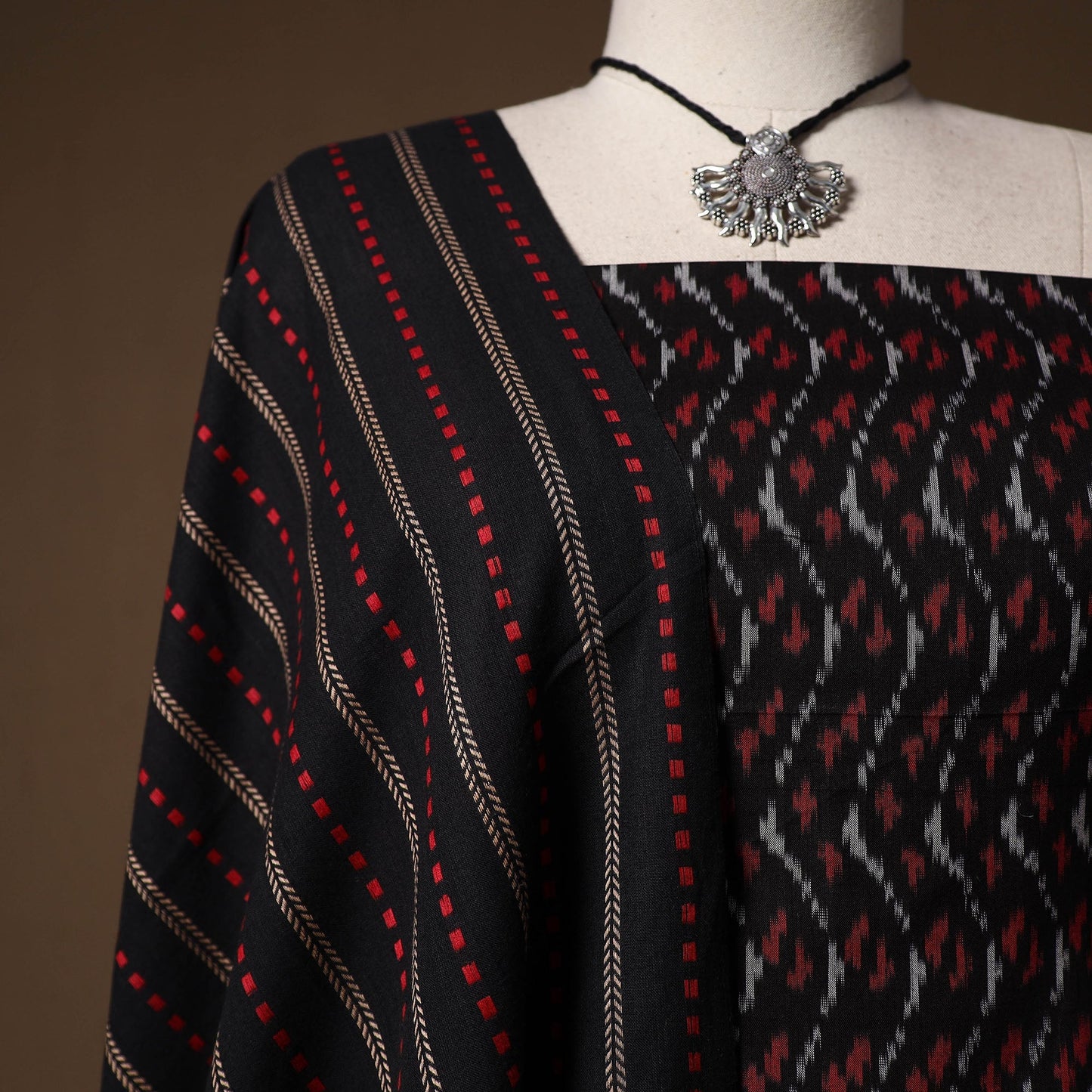 Handloom pochampally ikat mercerised cotton 2pc unstitched