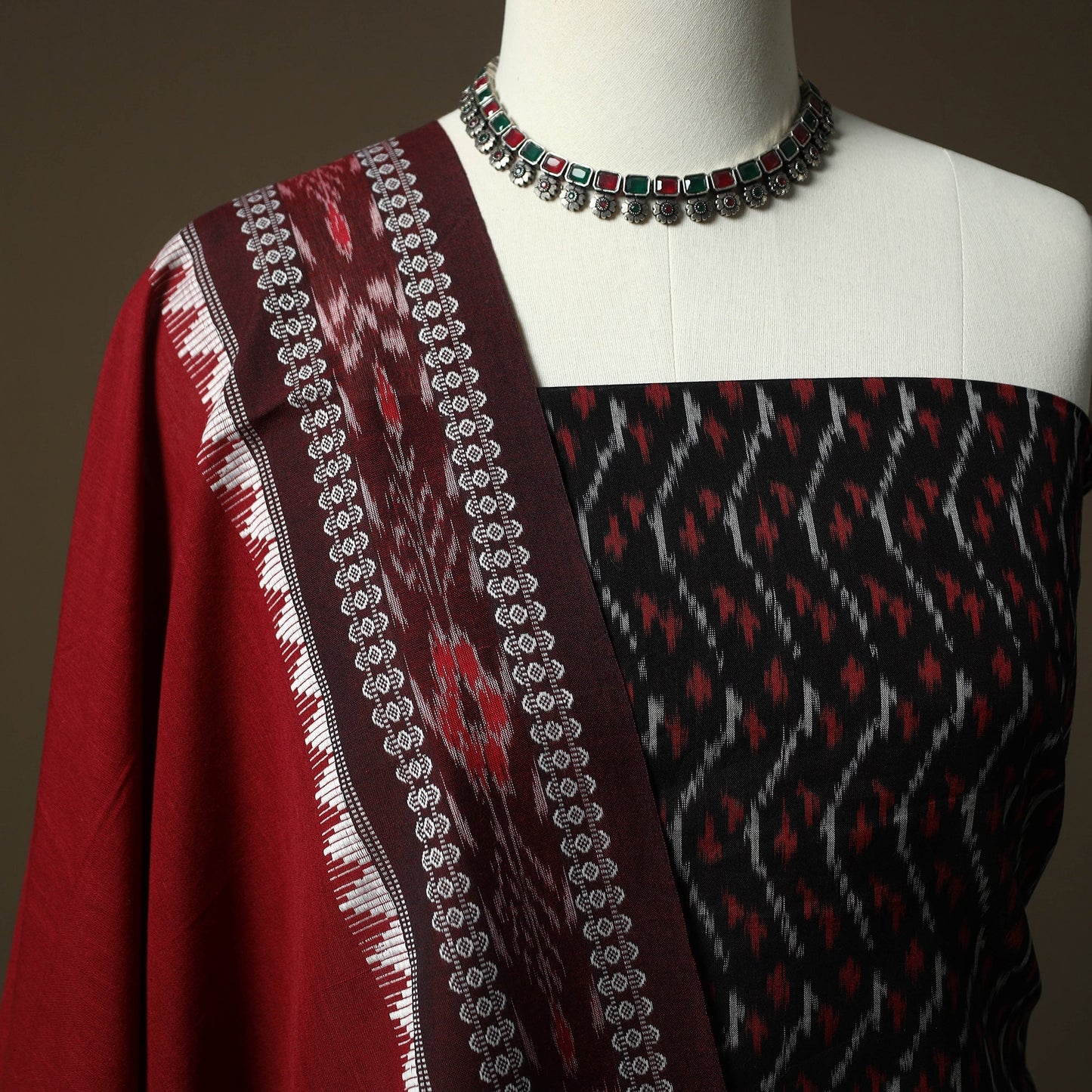 Handloom pochampally ikat mercerised cotton 2pc unstitched