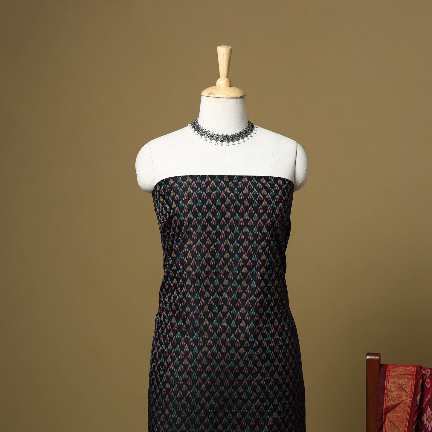 Black - handloom sico pochampally ikat 2pc unstitched dress