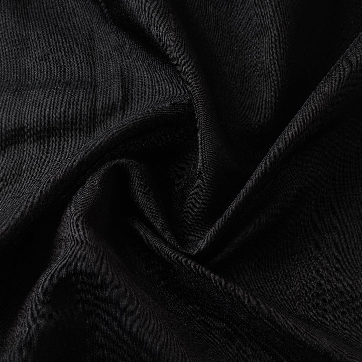 Black Handloom Silk Cotton Plain Chanderi Fabric