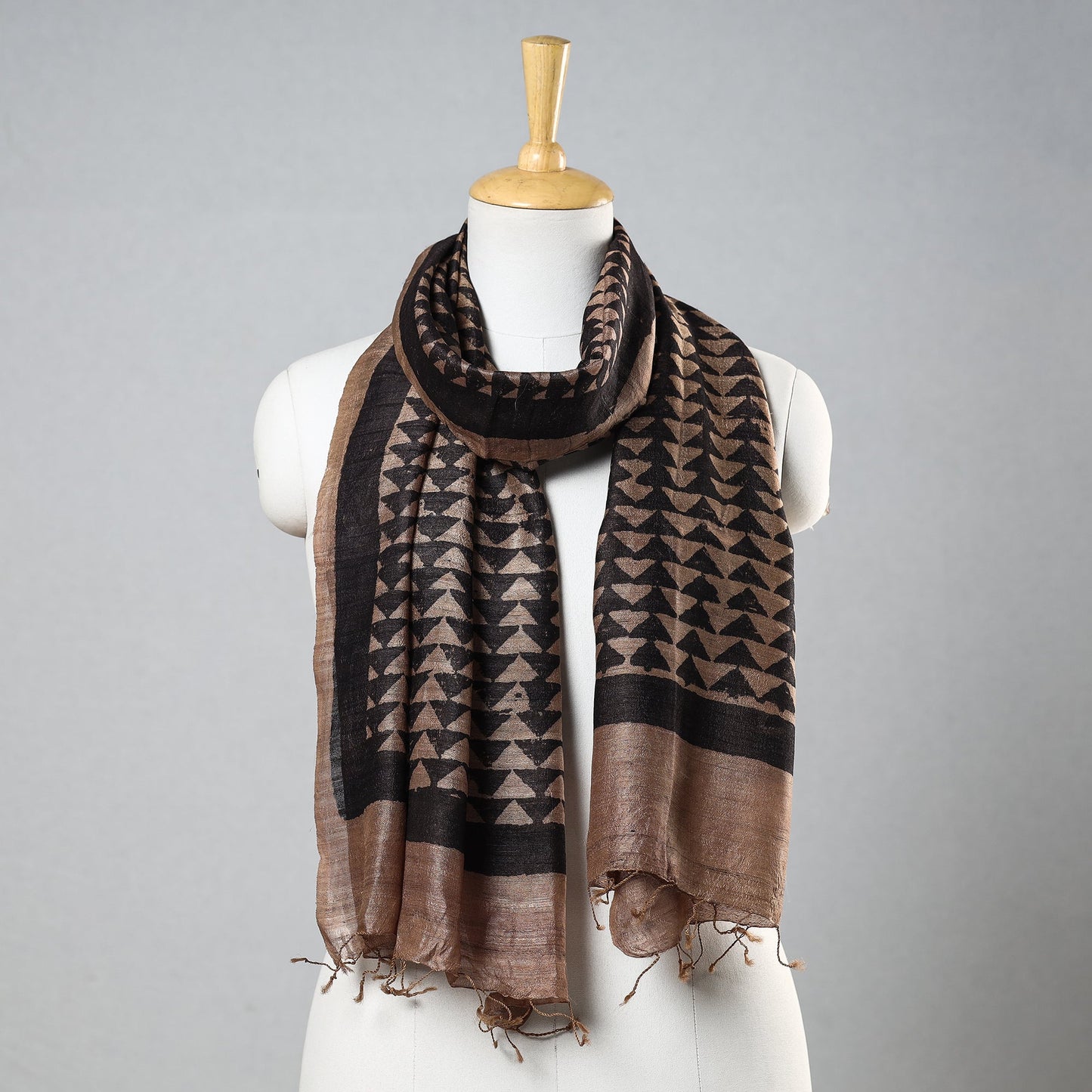 Buy Handloom Block Print Tussar Silk Bindaas Stole