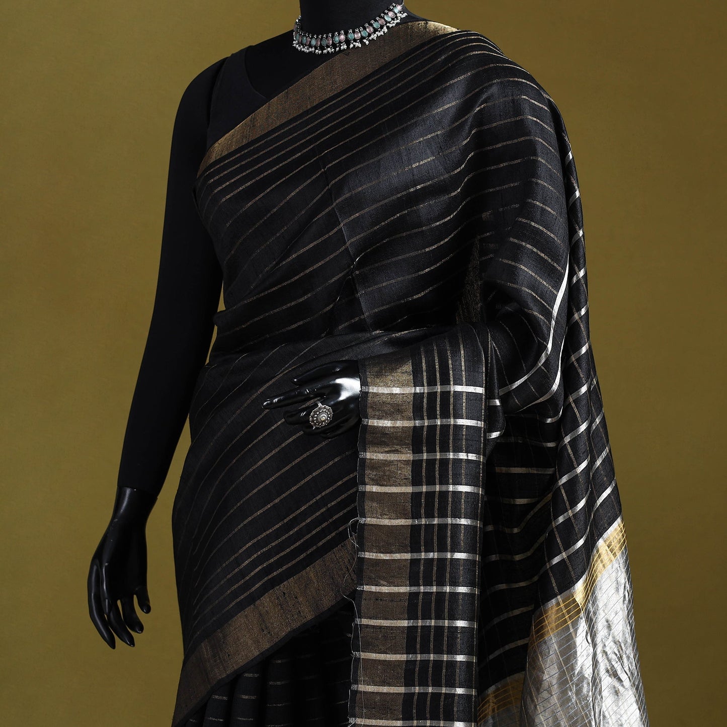 Handloom tussar silk zari border bhagalpuri saree 07