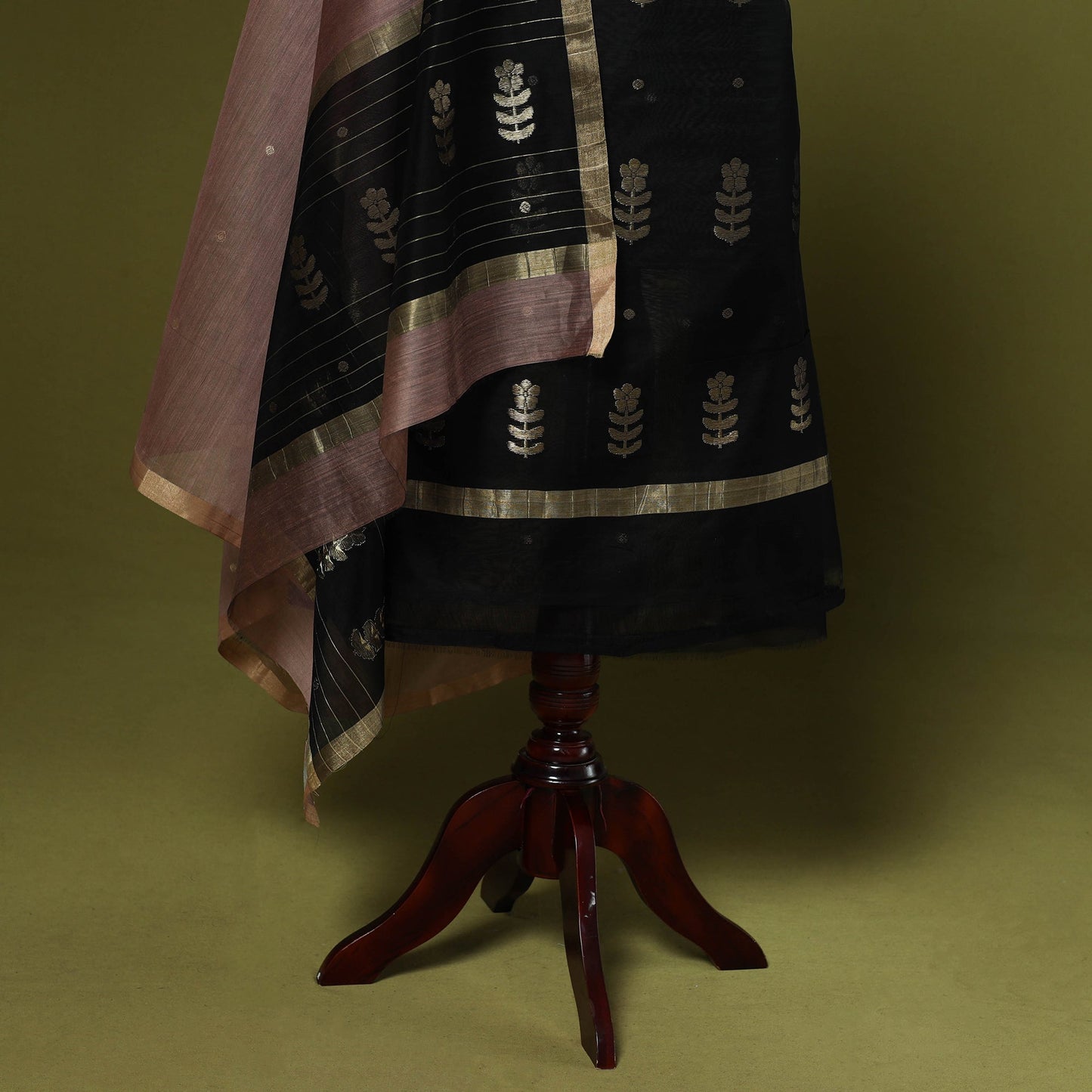 Handloom zari buti chanderi silk 2pc unstitched dress