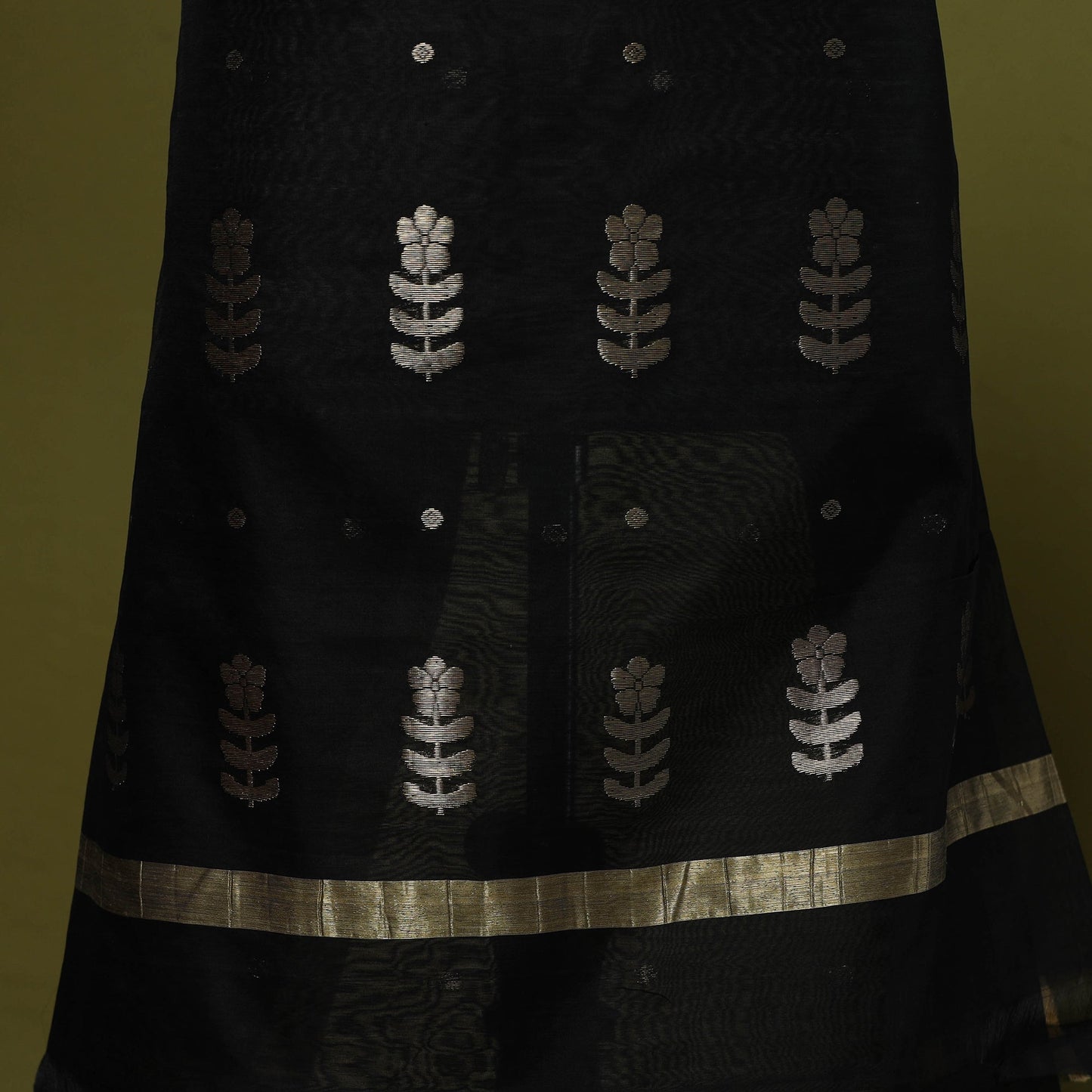 Handloom zari buti chanderi silk 2pc unstitched dress