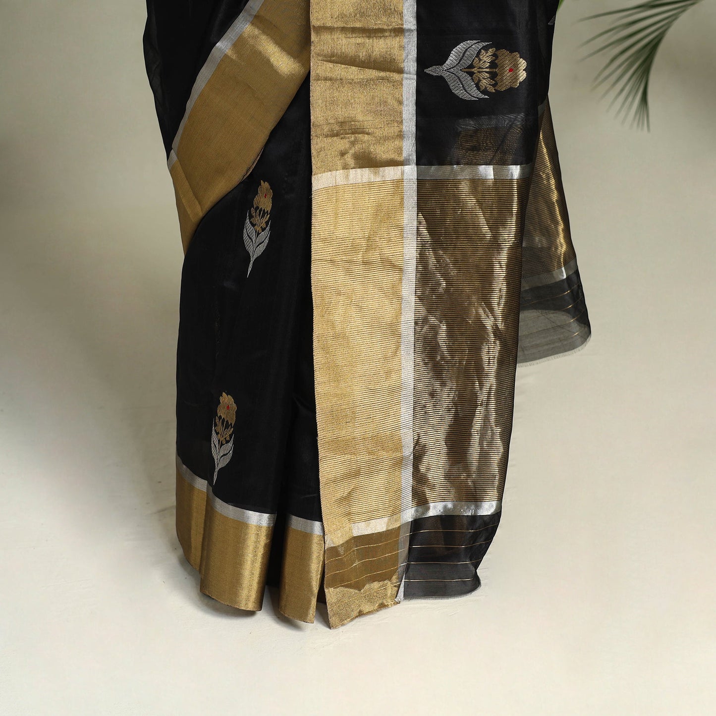 Buy Black Handloom Zari Work Chanderi Silk Saree