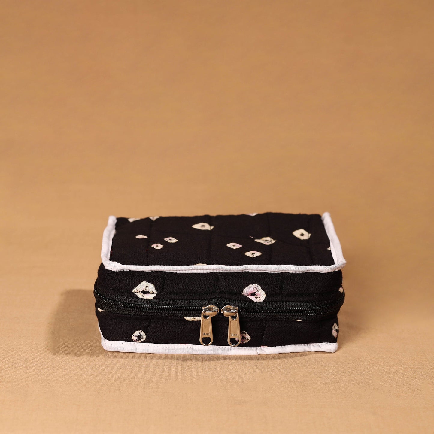 Black Handmade 4 Pockets Cotton Jewellery Bag