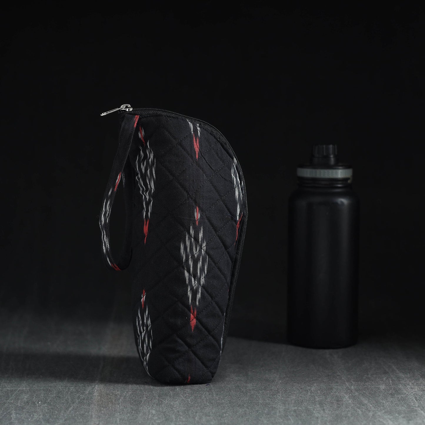 Black Handmade Cotton 1L Water Bottle Cover