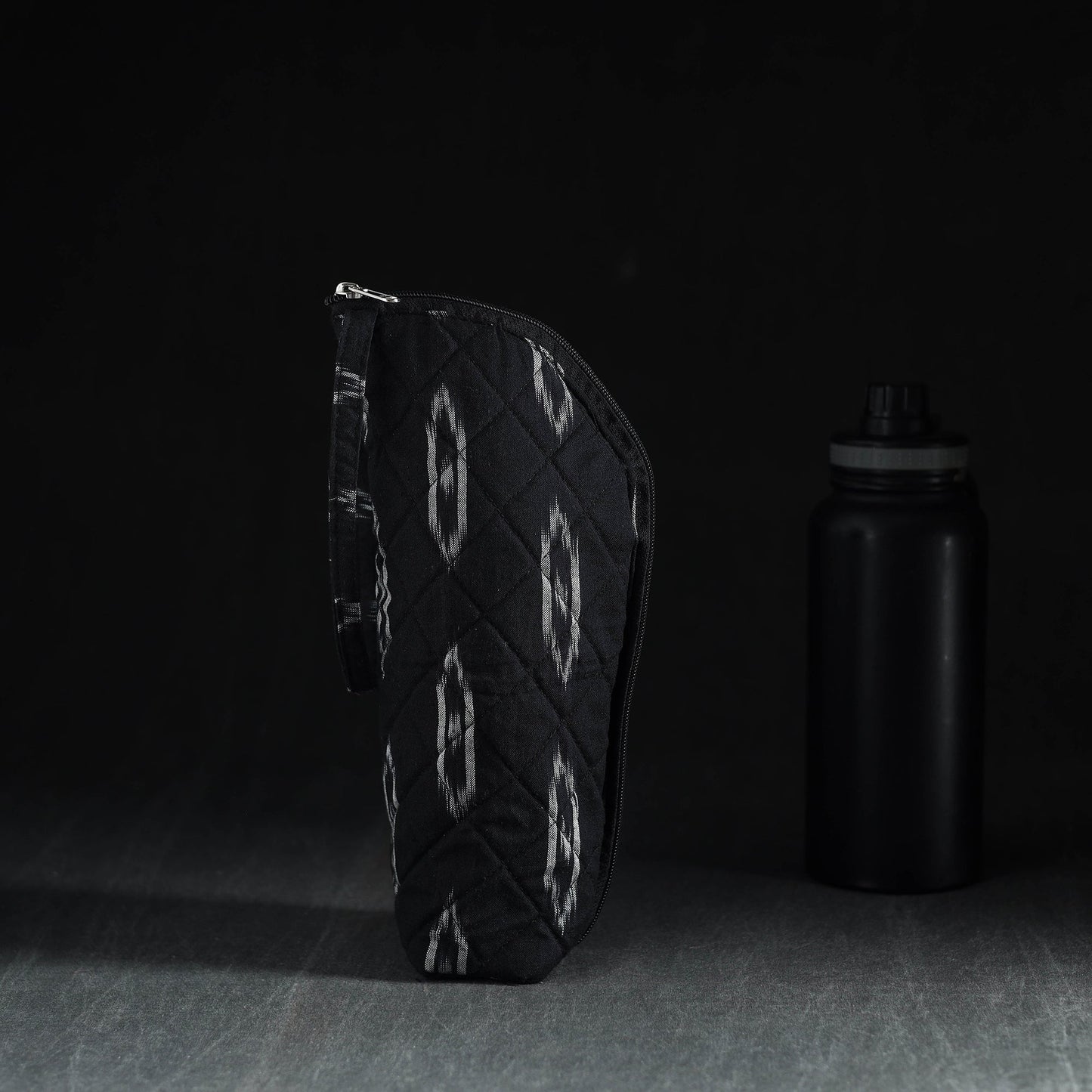 Black Handmade Cotton 1L Water Bottle Cover