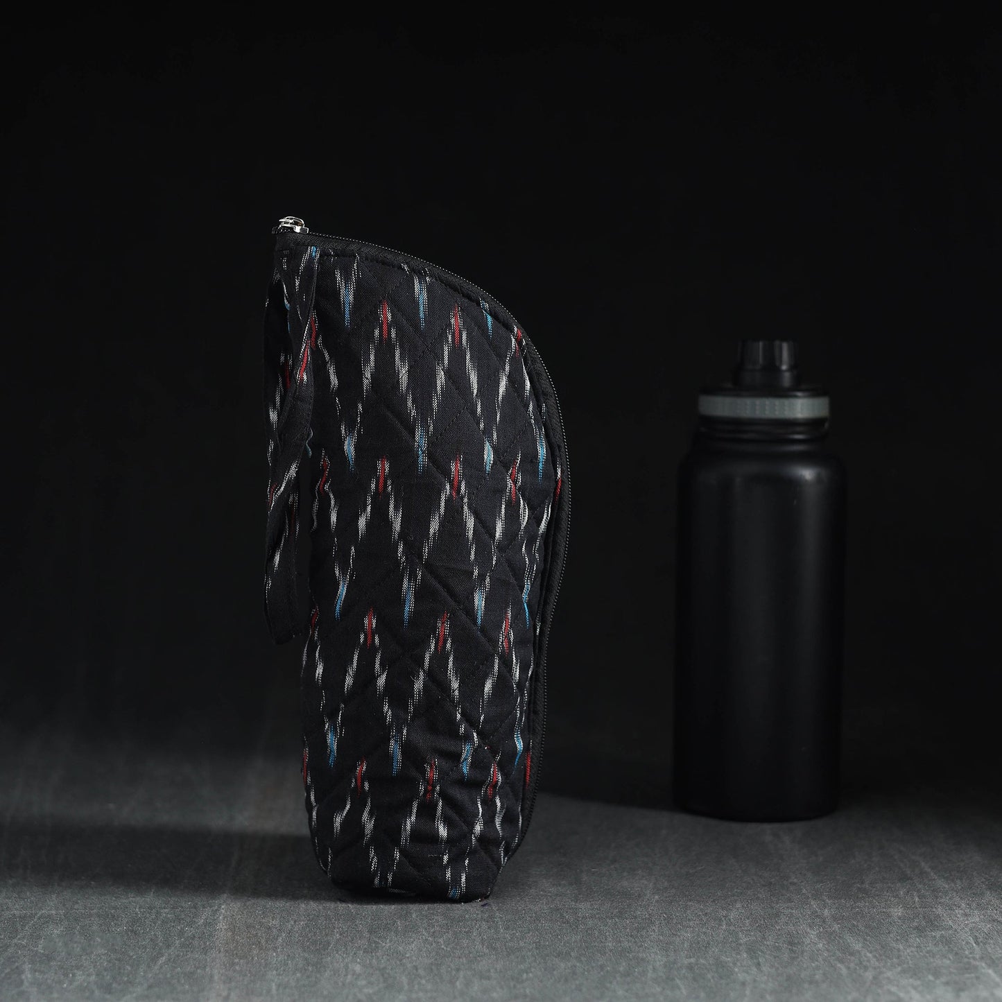 Black Handmade Cotton 1L Water Bottle Cover