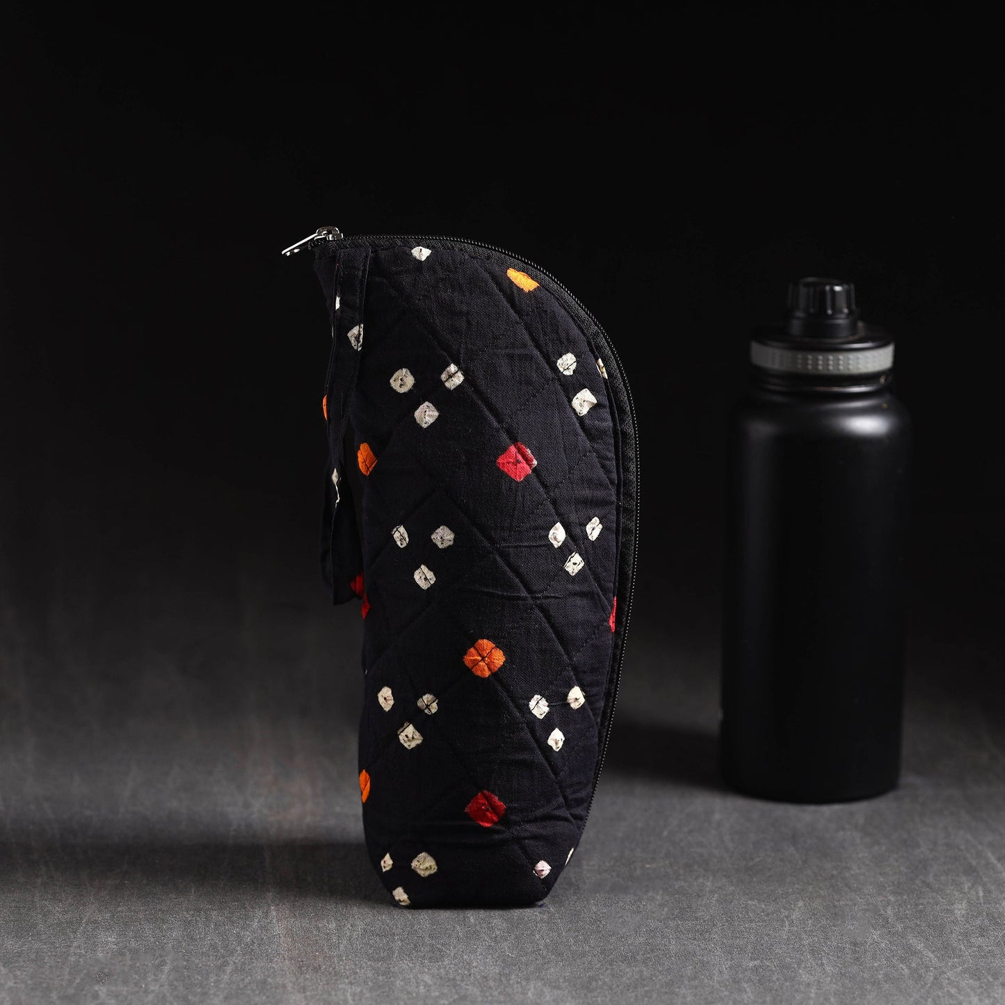 Black Handmade Cotton 1L Water Bottle Cover