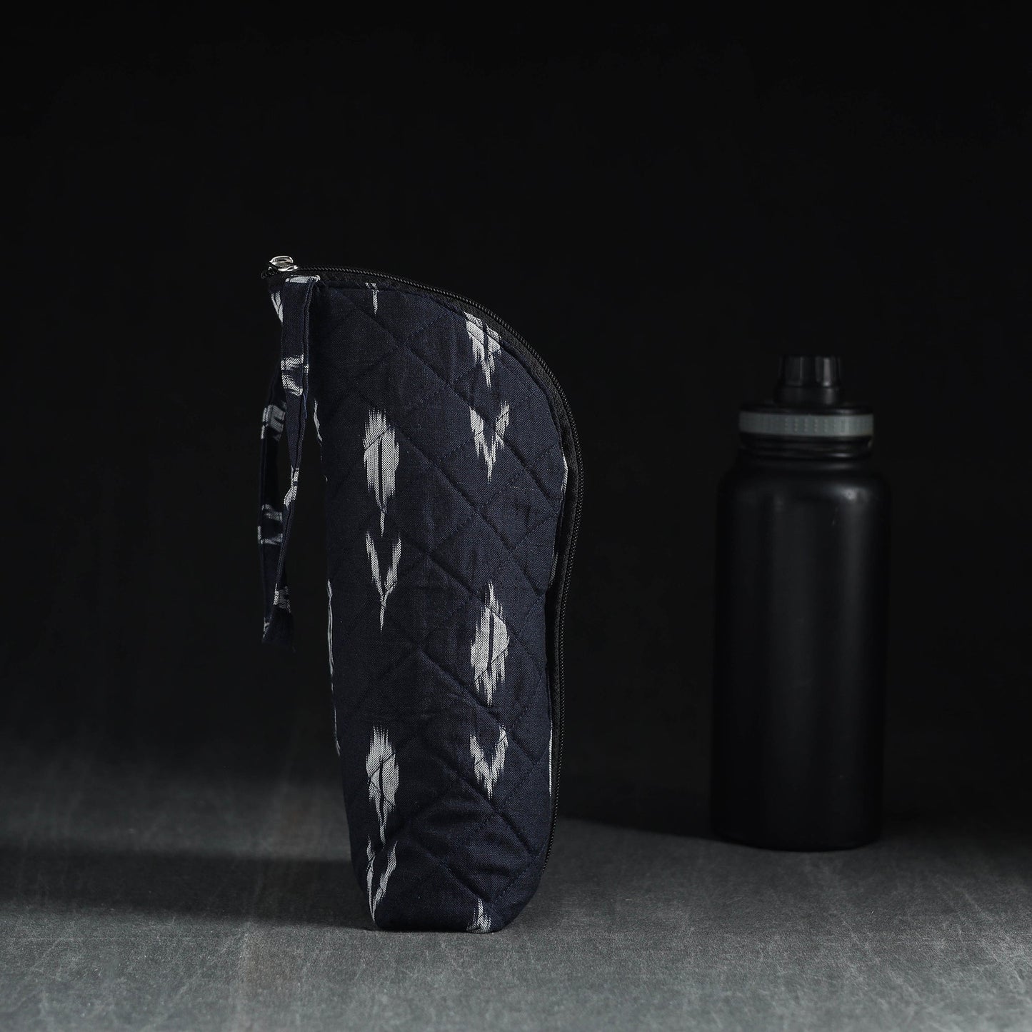 Black Handmade Cotton 1L Water Bottle Cover