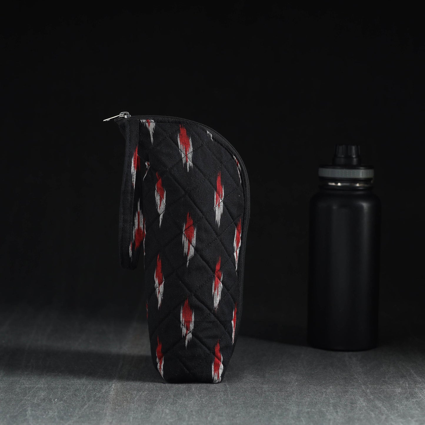 Black Handmade Cotton 1L Water Bottle Cover