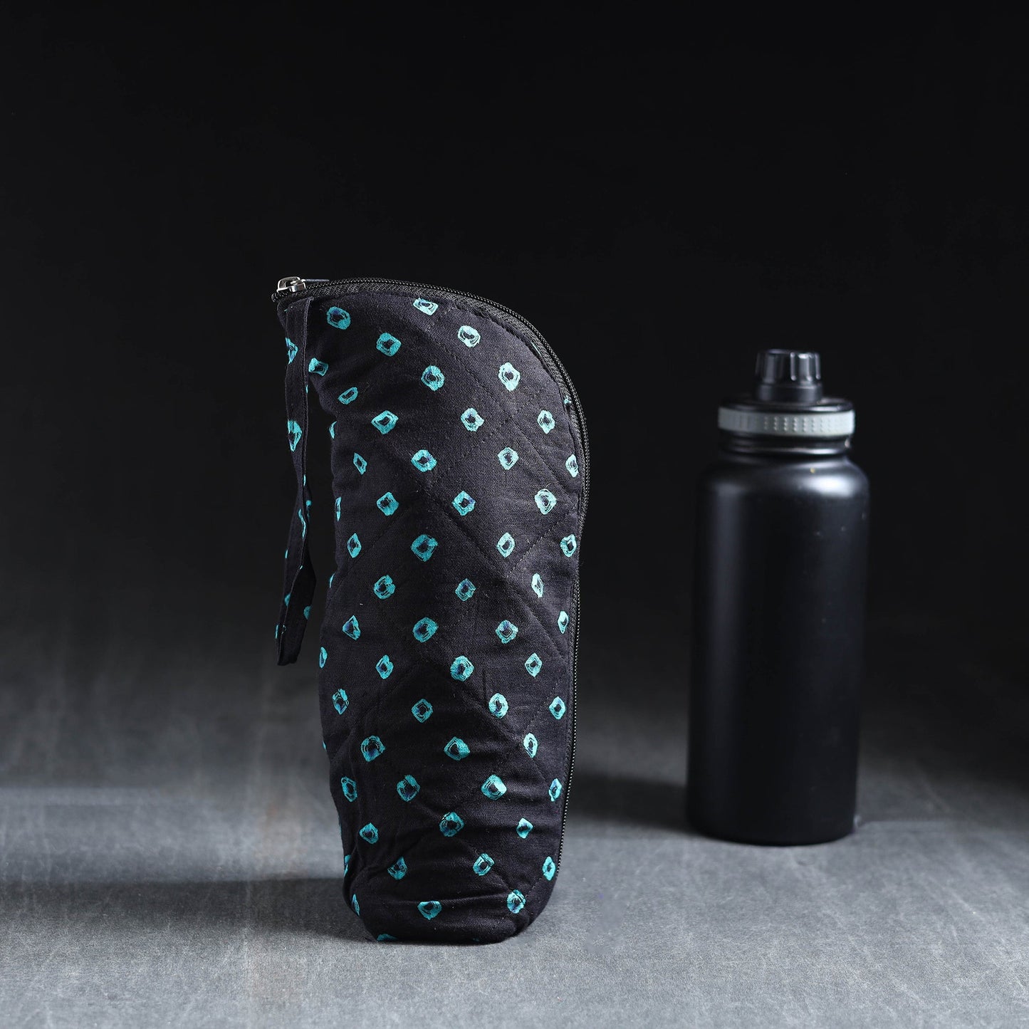 Black Handmade Cotton 1L Water Bottle Cover