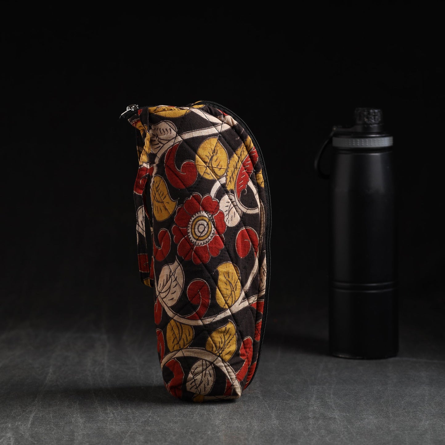 Black Handmade Cotton 1L Water Bottle Cover