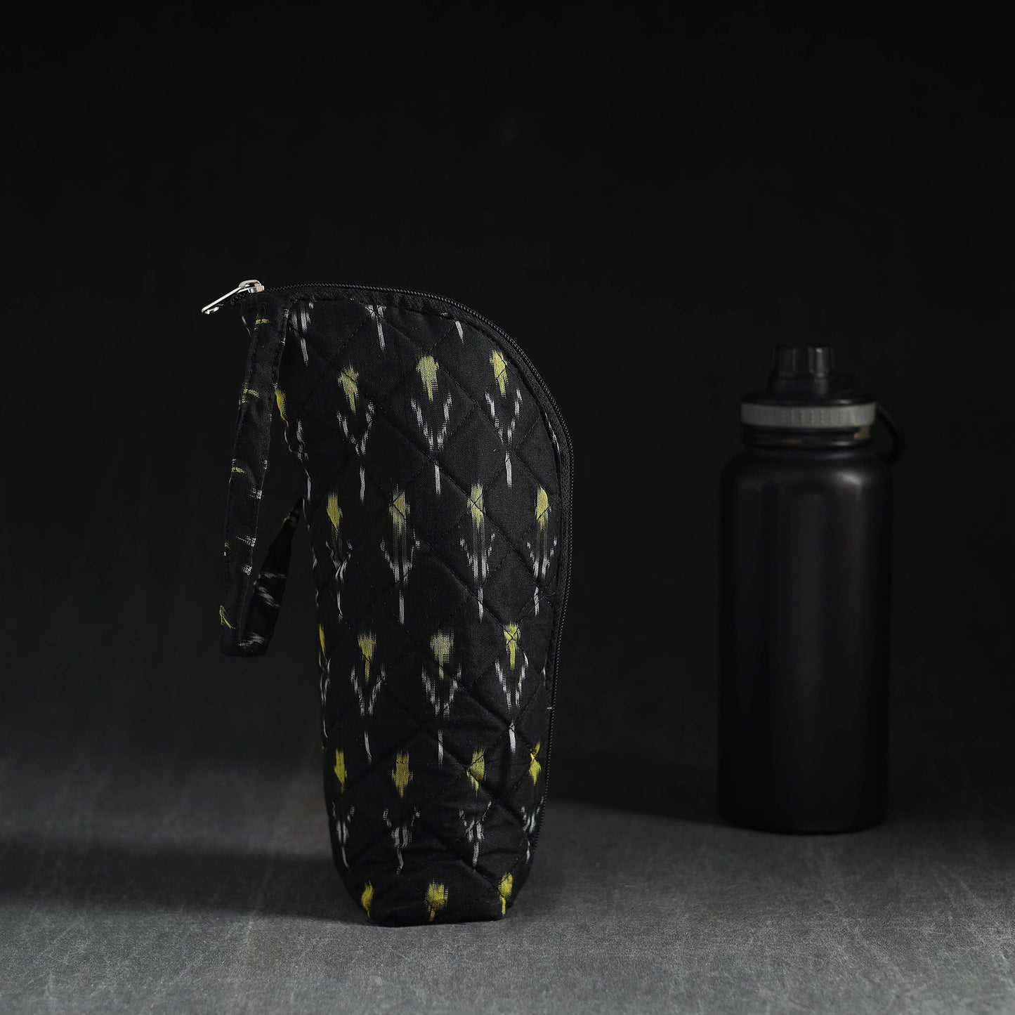 Black Handmade Cotton 1L Water Bottle Cover