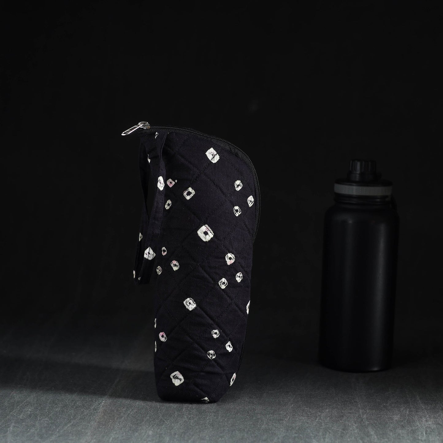 Black Handmade Cotton 1L Water Bottle Cover