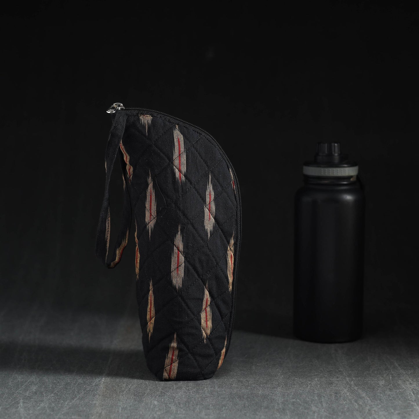 Black Handmade Cotton 1L Water Bottle Cover