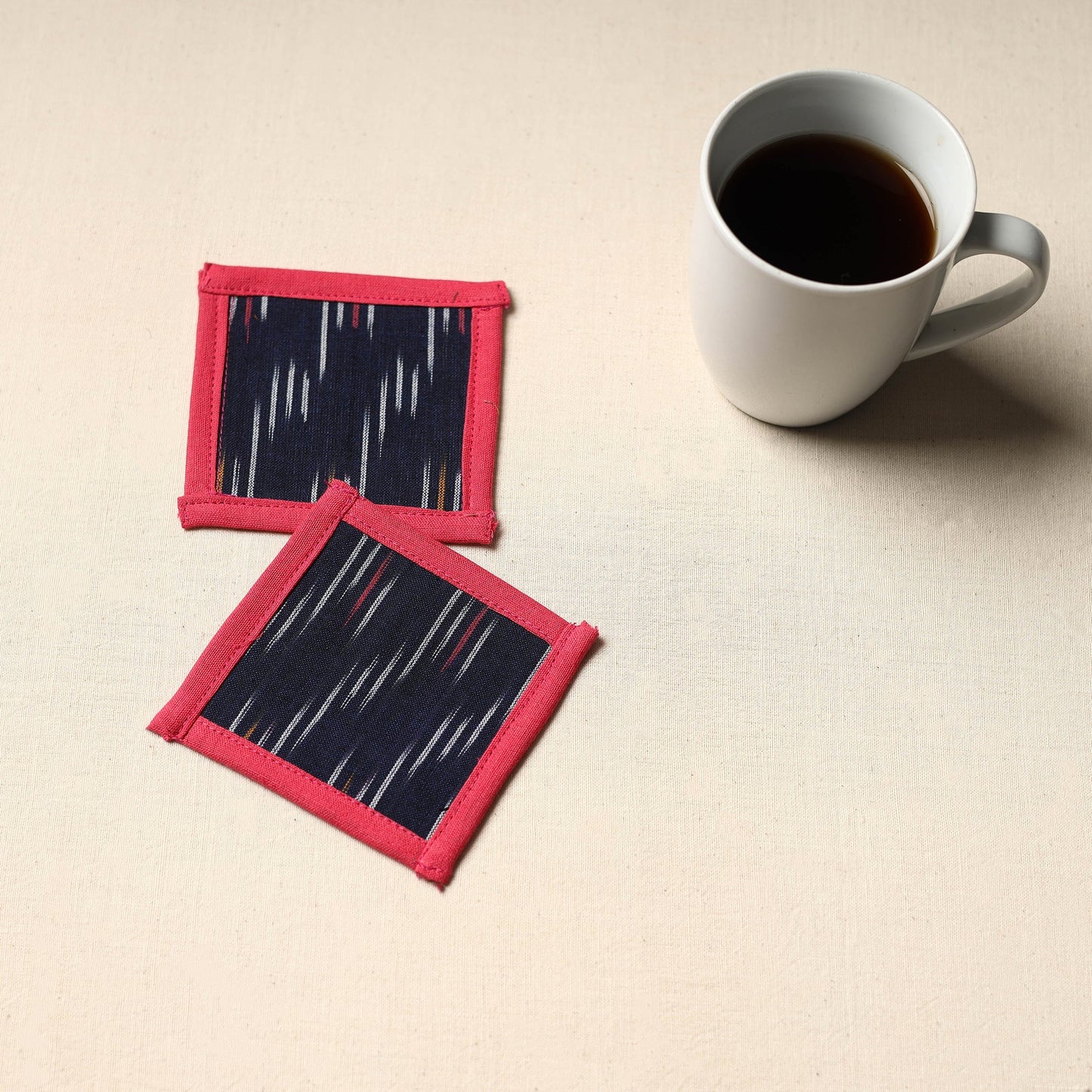 Black Handmade Cotton Coasters (Set of 2)