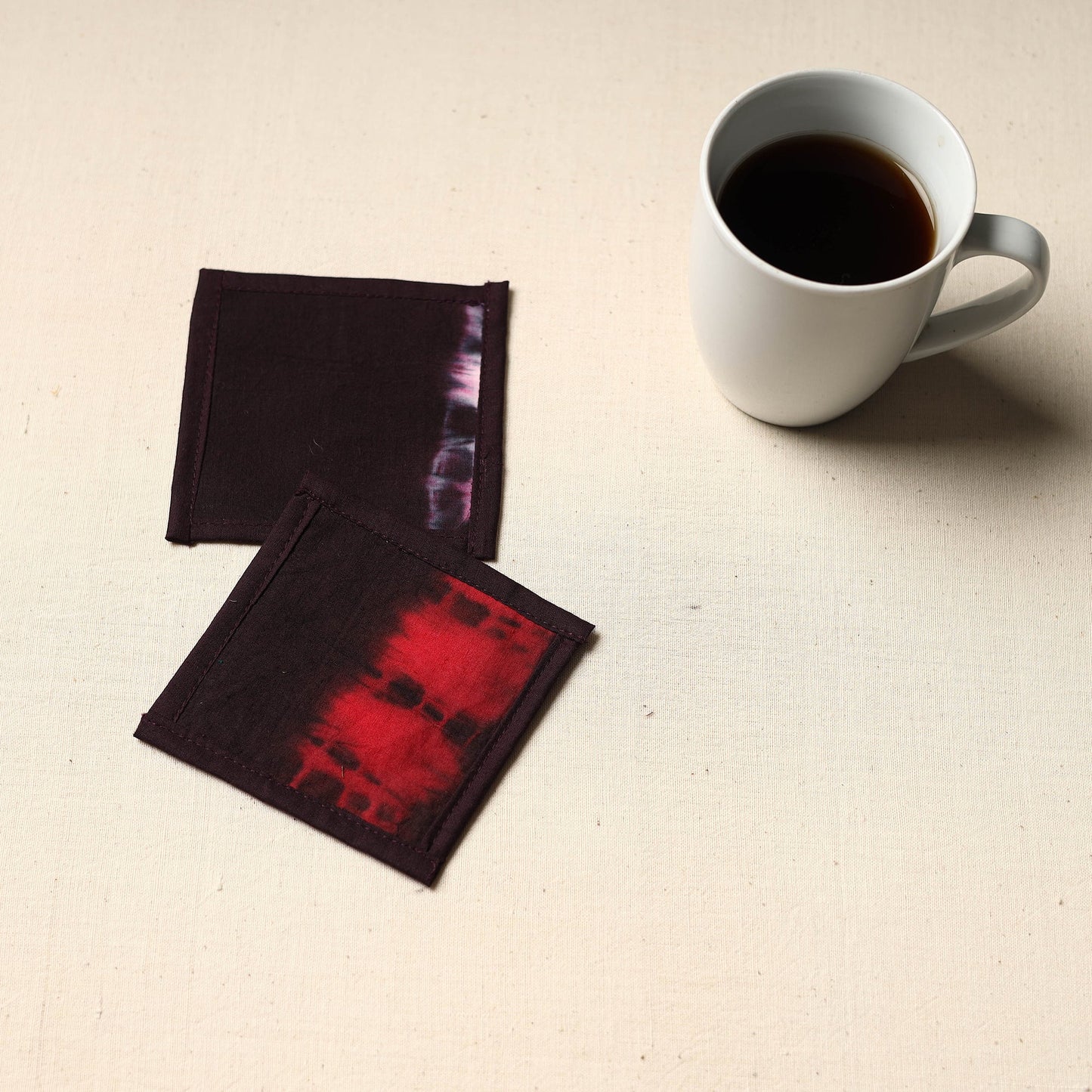 Black Handmade Cotton Coasters (Set of 2)