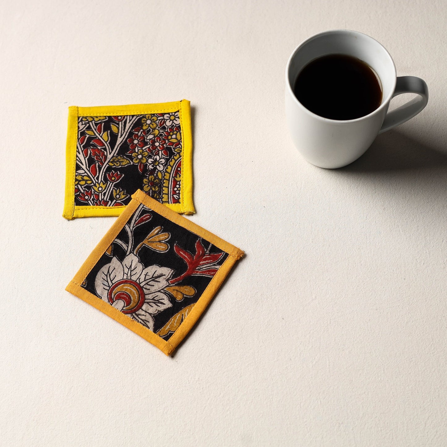 Black Handmade Cotton Coasters (Set of 2)