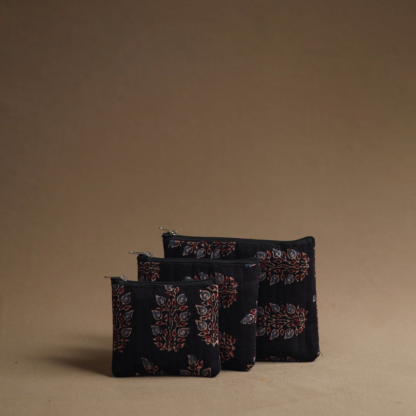Black - handmade cotton multipurpose utility pouches (set