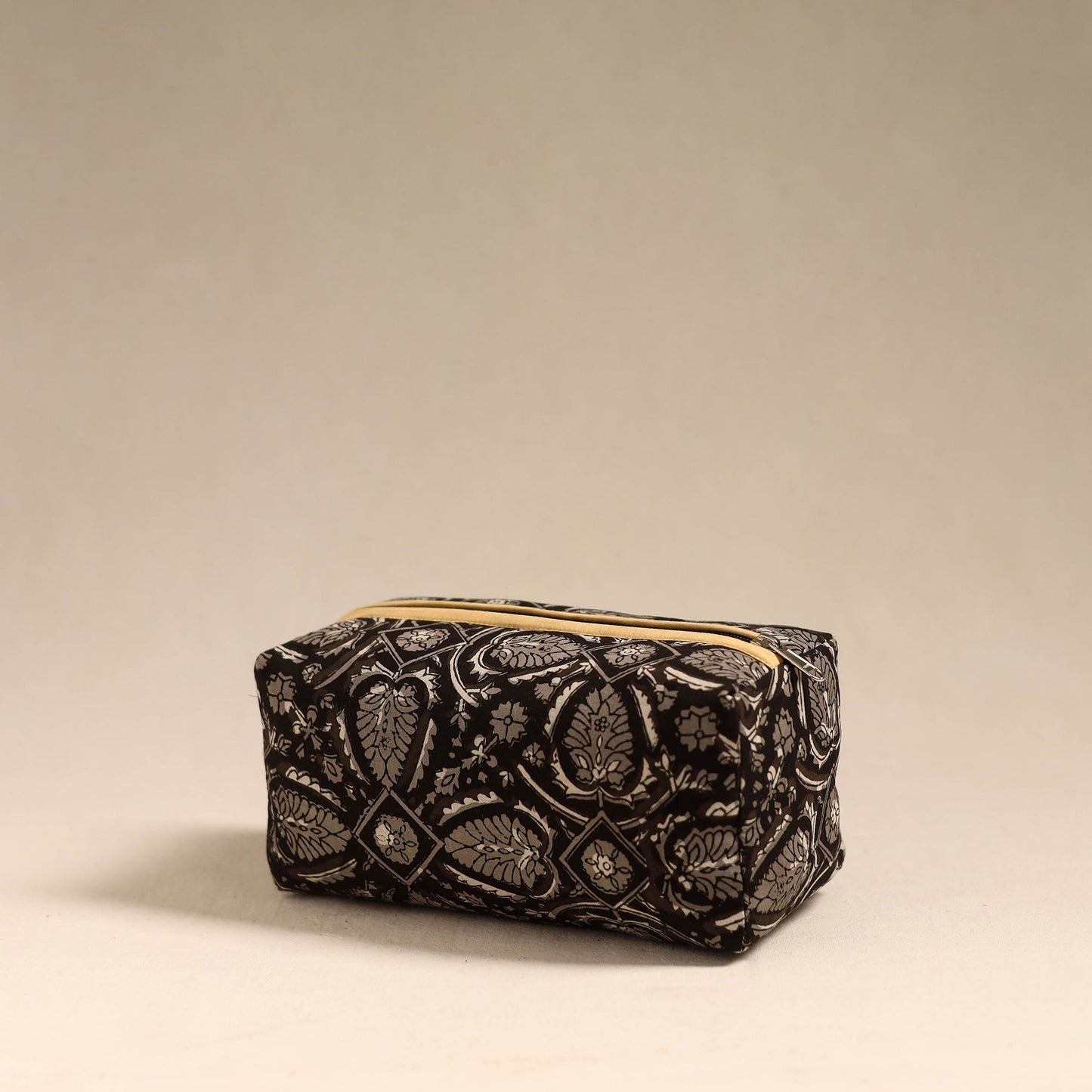 Black Handmade Cotton Toiletry Bag