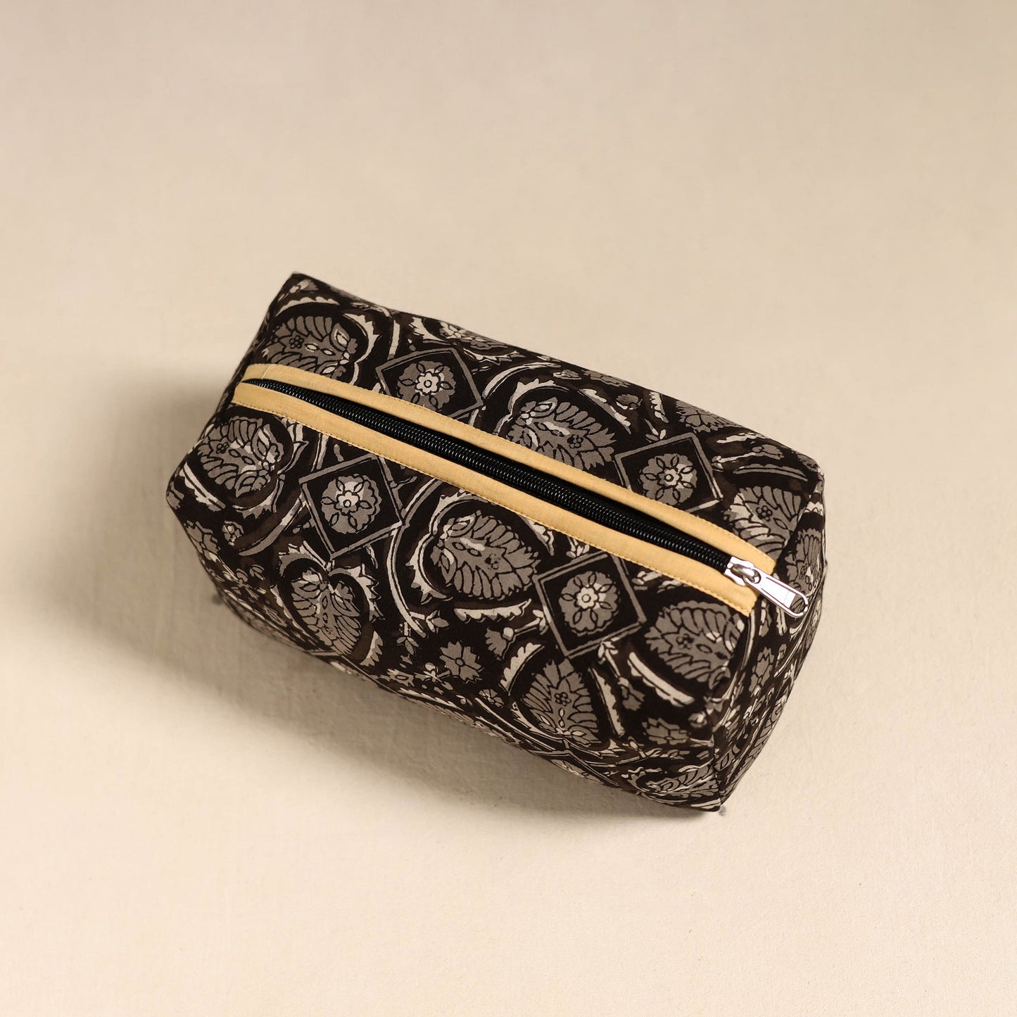 Black Handmade Cotton Toiletry Bag