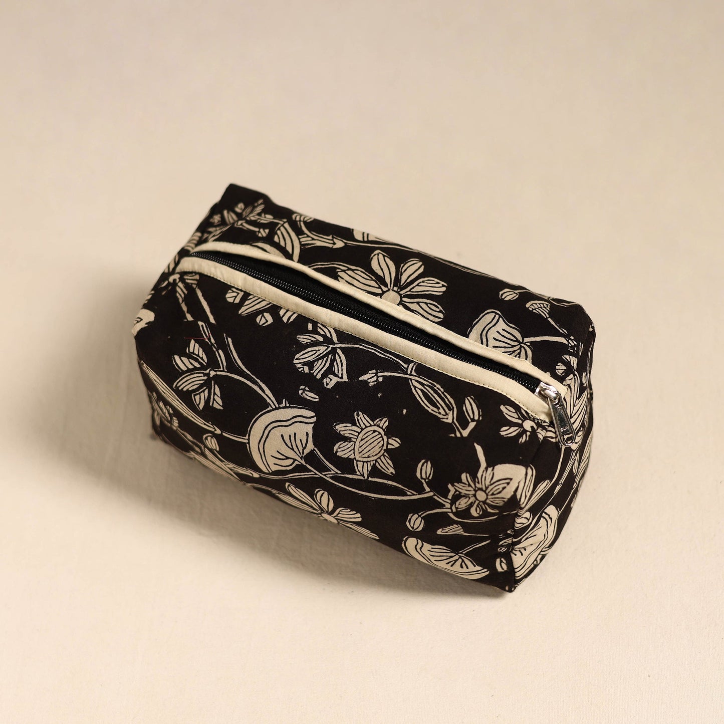 Black Handmade Cotton Toiletry Bag