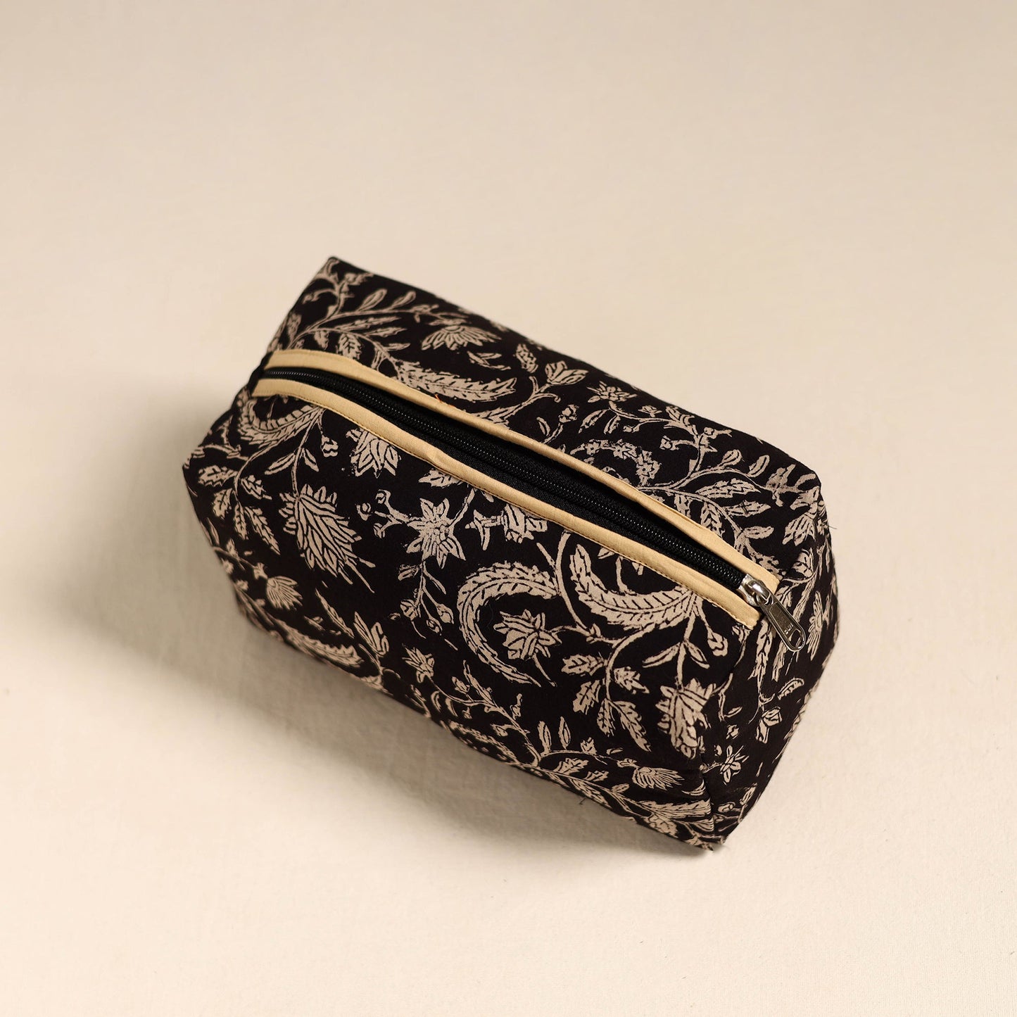 Black Handmade Cotton Toiletry Bag