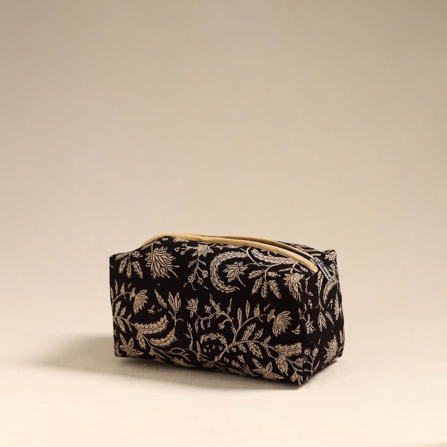 Black Handmade Cotton Toiletry Bag