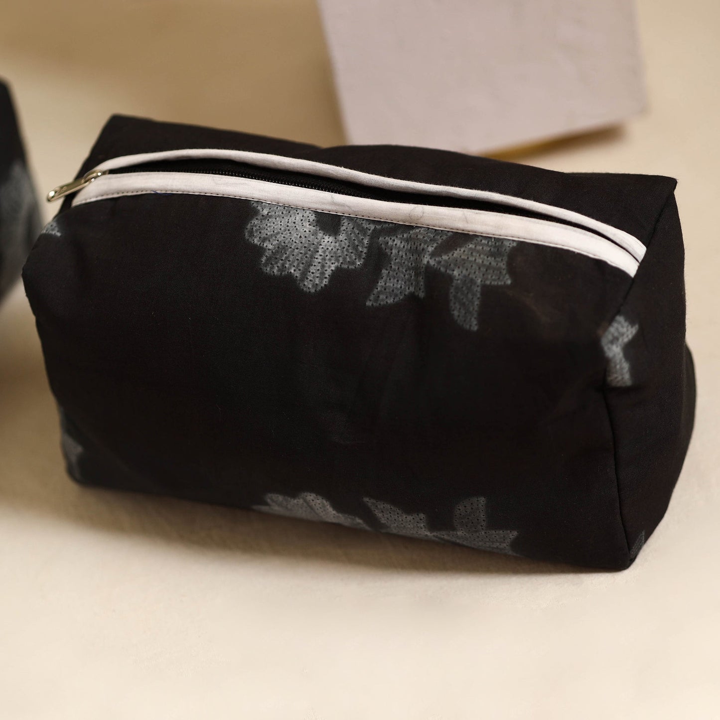 Black Handmade Cotton Toiletry Bags (Set of 3)