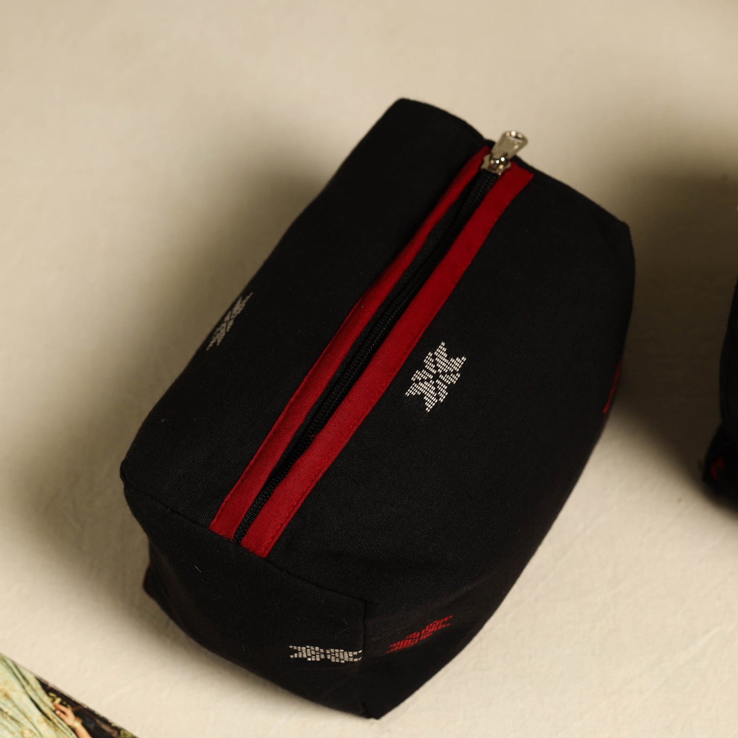 Black Handmade Cotton Toiletry Bags (Set of 3)