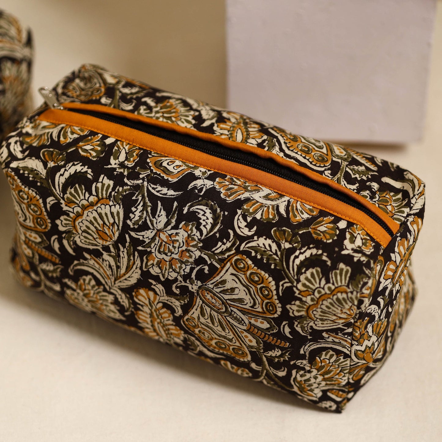 Black Handmade Cotton Toiletry Bags (Set of 3)