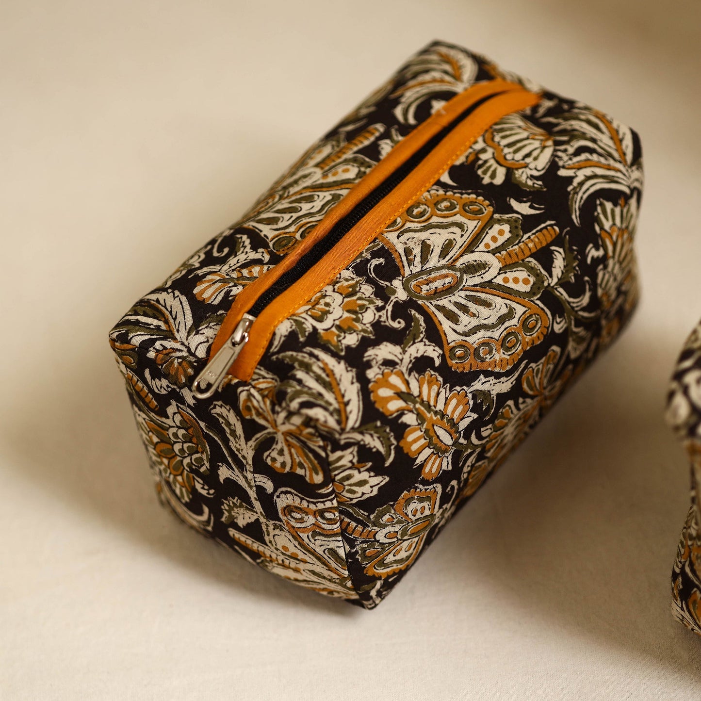 Black Handmade Cotton Toiletry Bags (Set of 3)
