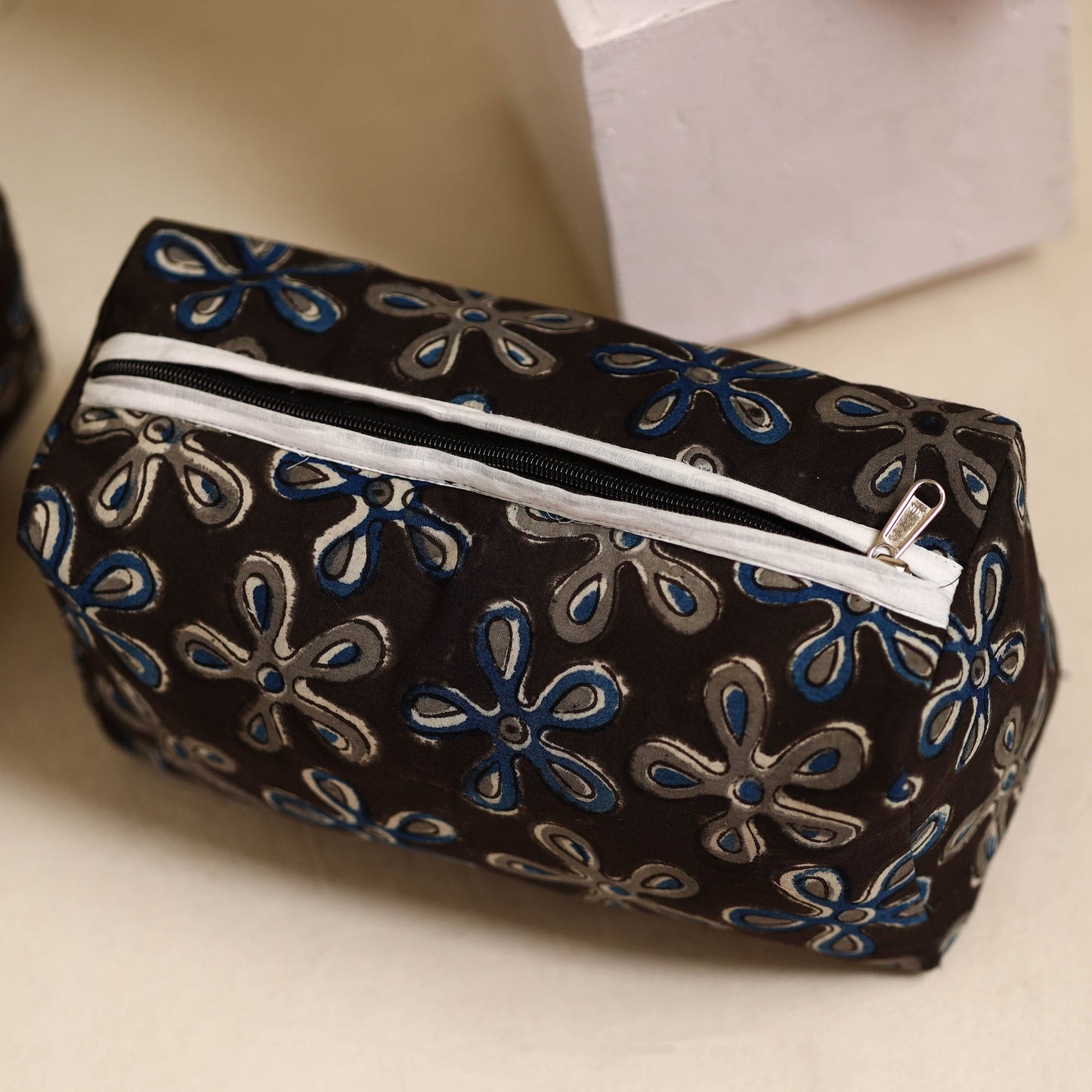 Black Handmade Cotton Toiletry Bags (Set of 3)