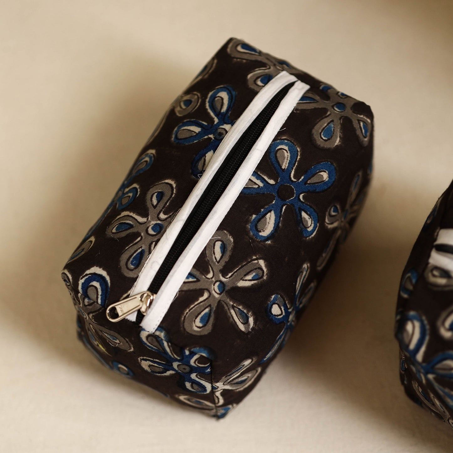 Black Handmade Cotton Toiletry Bags (Set of 3)