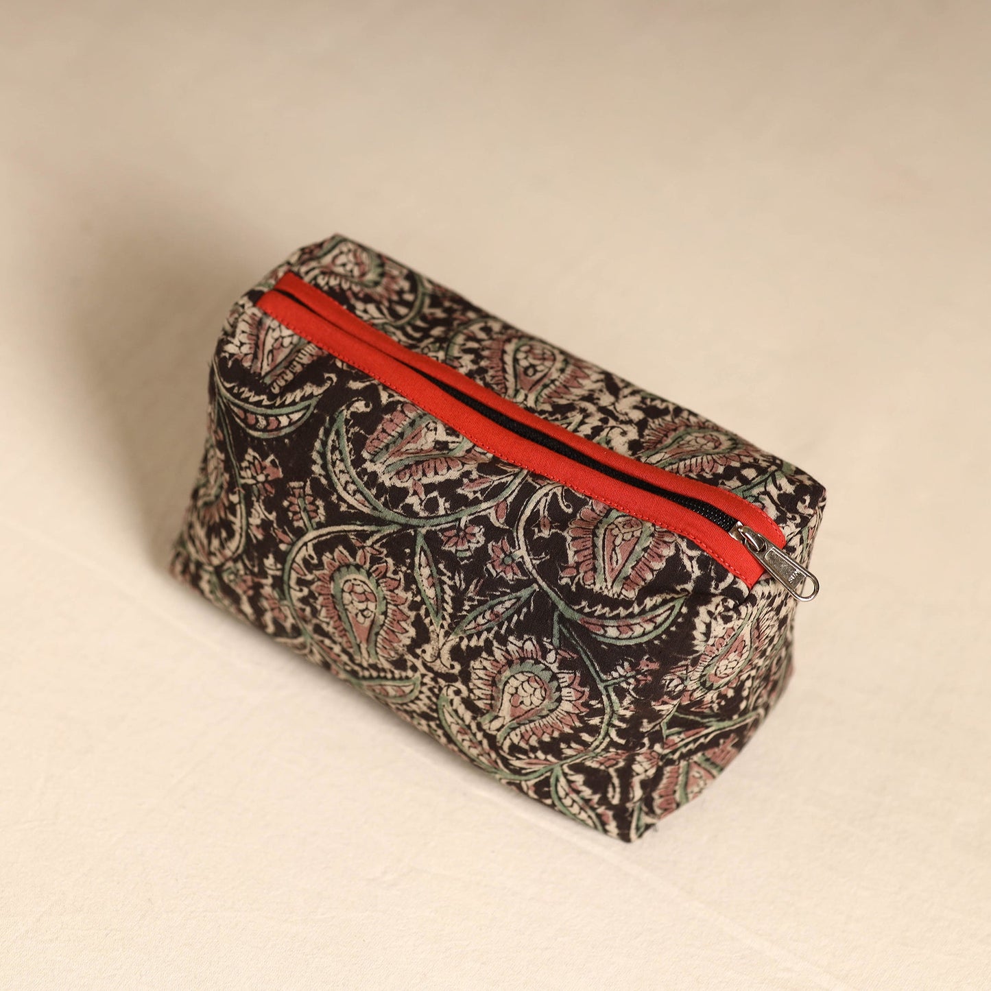 Black Handmade Cotton Toiletry Pouch