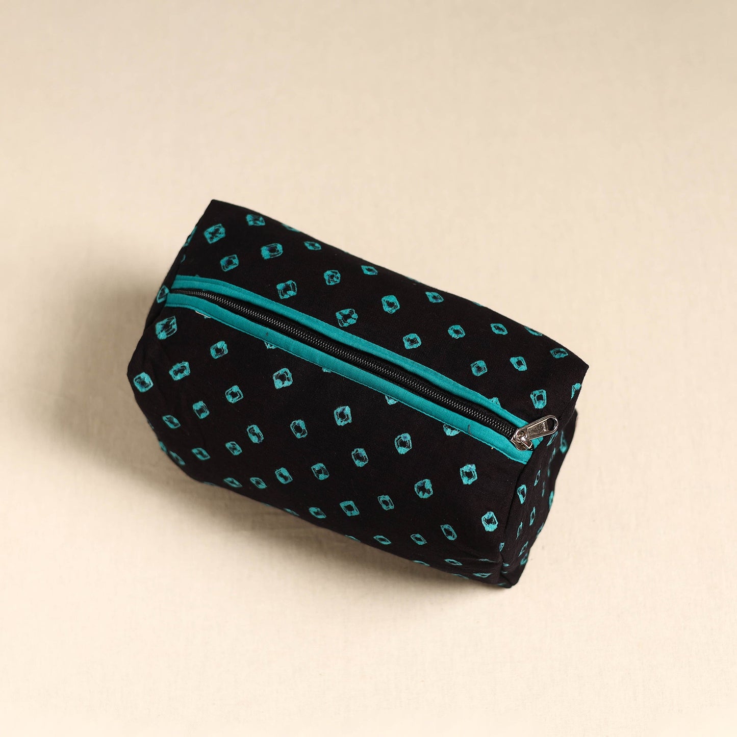 Black Handmade Cotton Toiletry Pouch