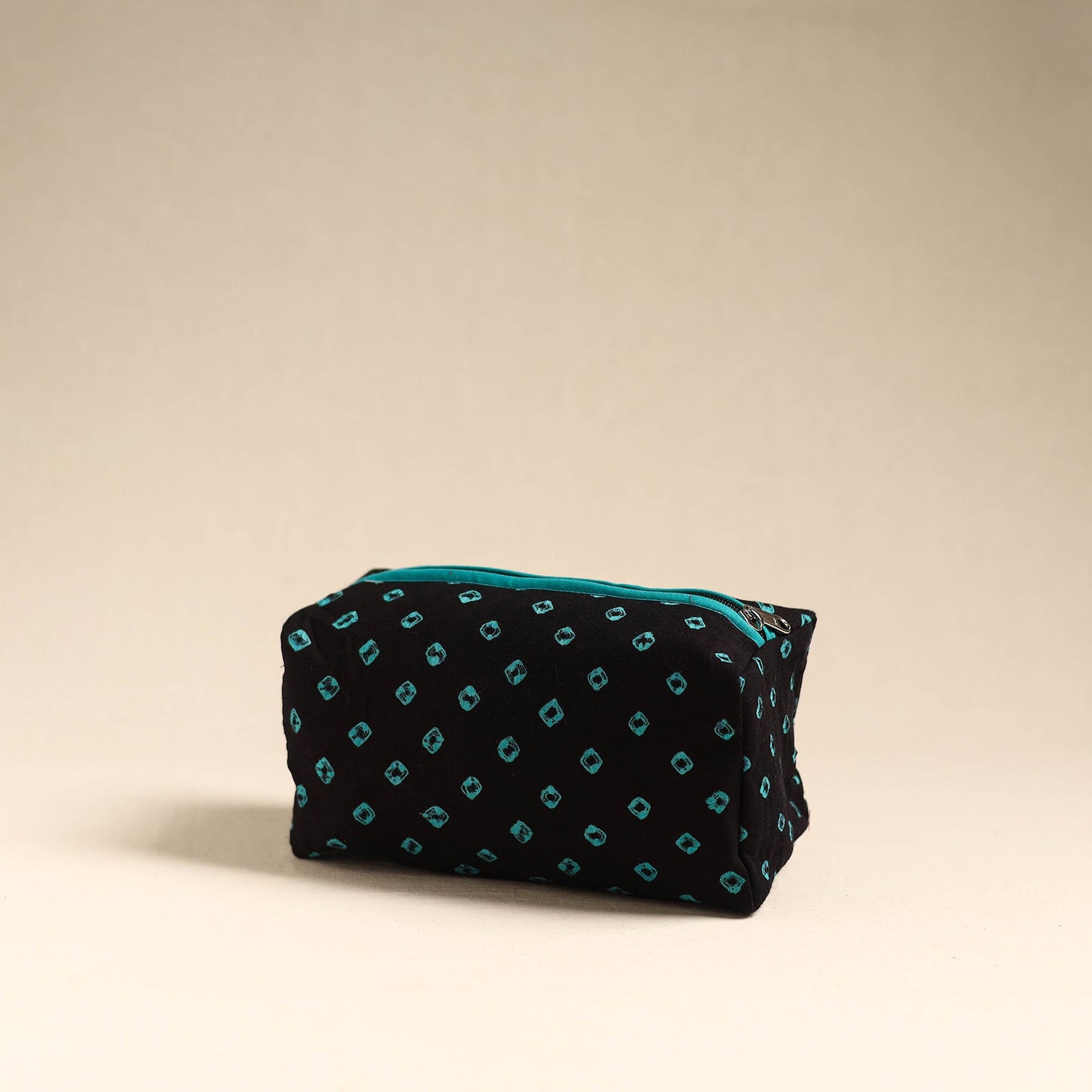 Black Handmade Cotton Toiletry Pouch