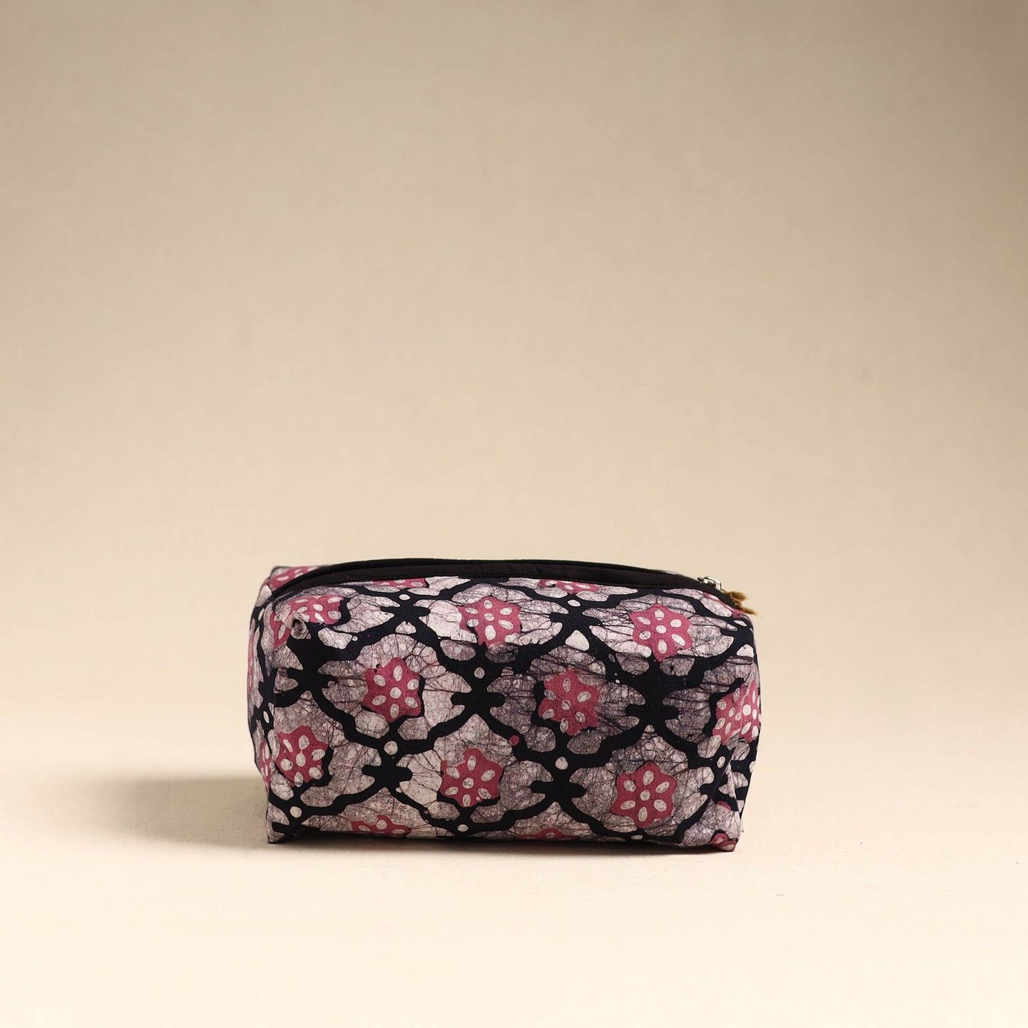 Black Handmade Cotton Toiletry Pouch