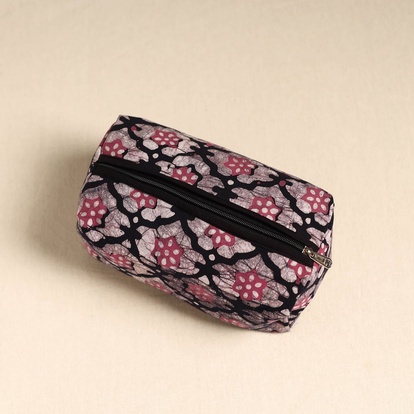 Black Handmade Cotton Toiletry Pouch
