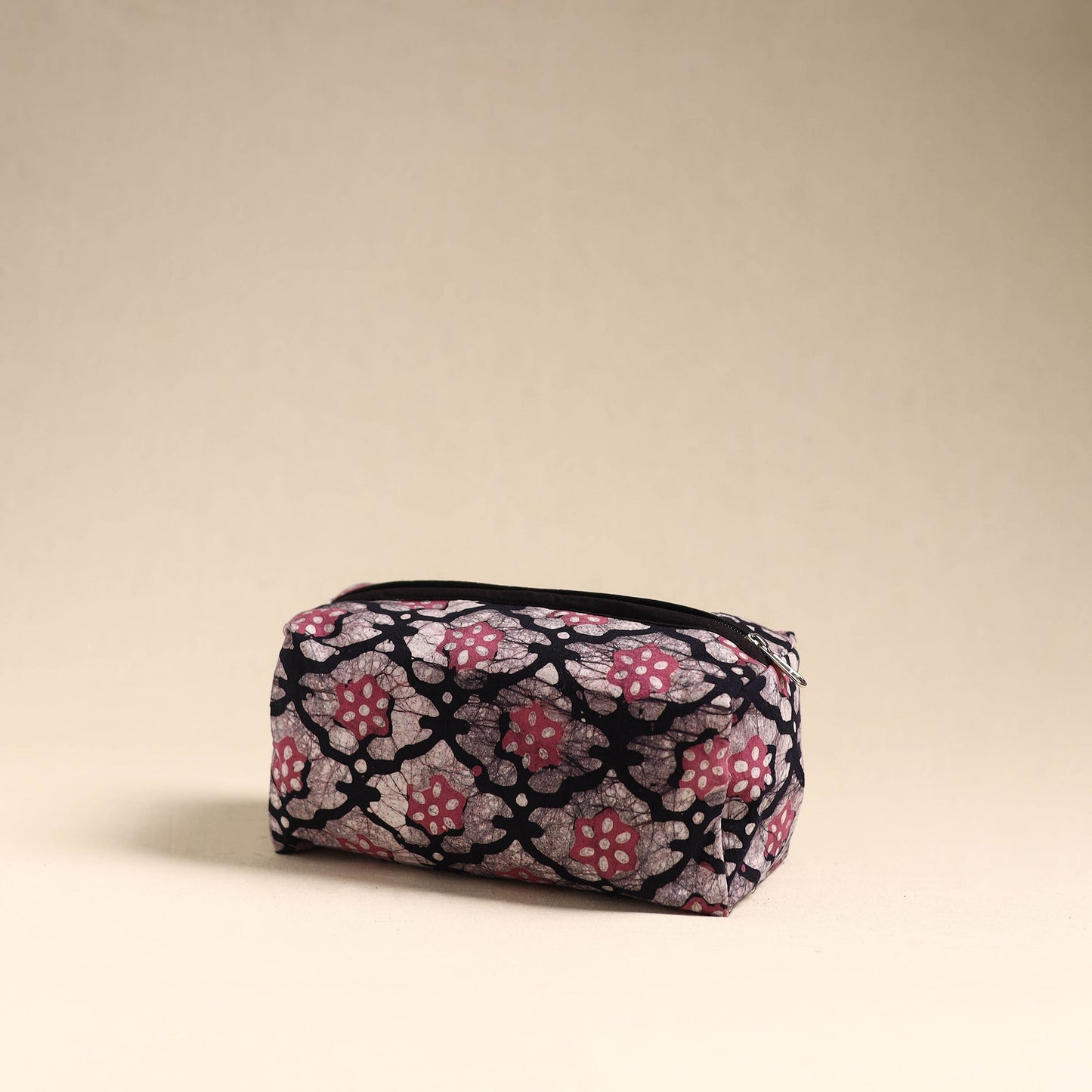 Black Handmade Cotton Toiletry Pouch