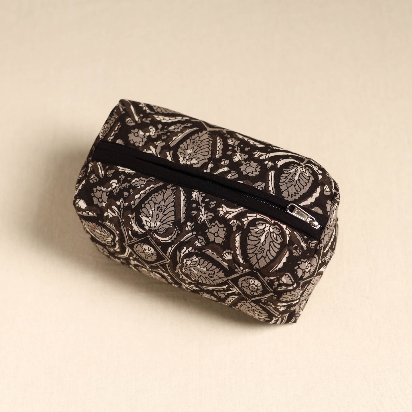Black Handmade Cotton Toiletry Pouch