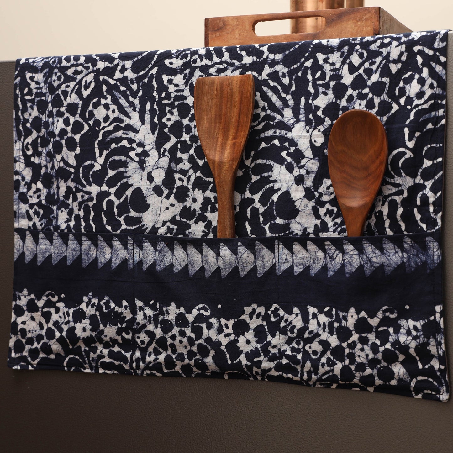 Handmade fridge top cover with multiple pockets 14