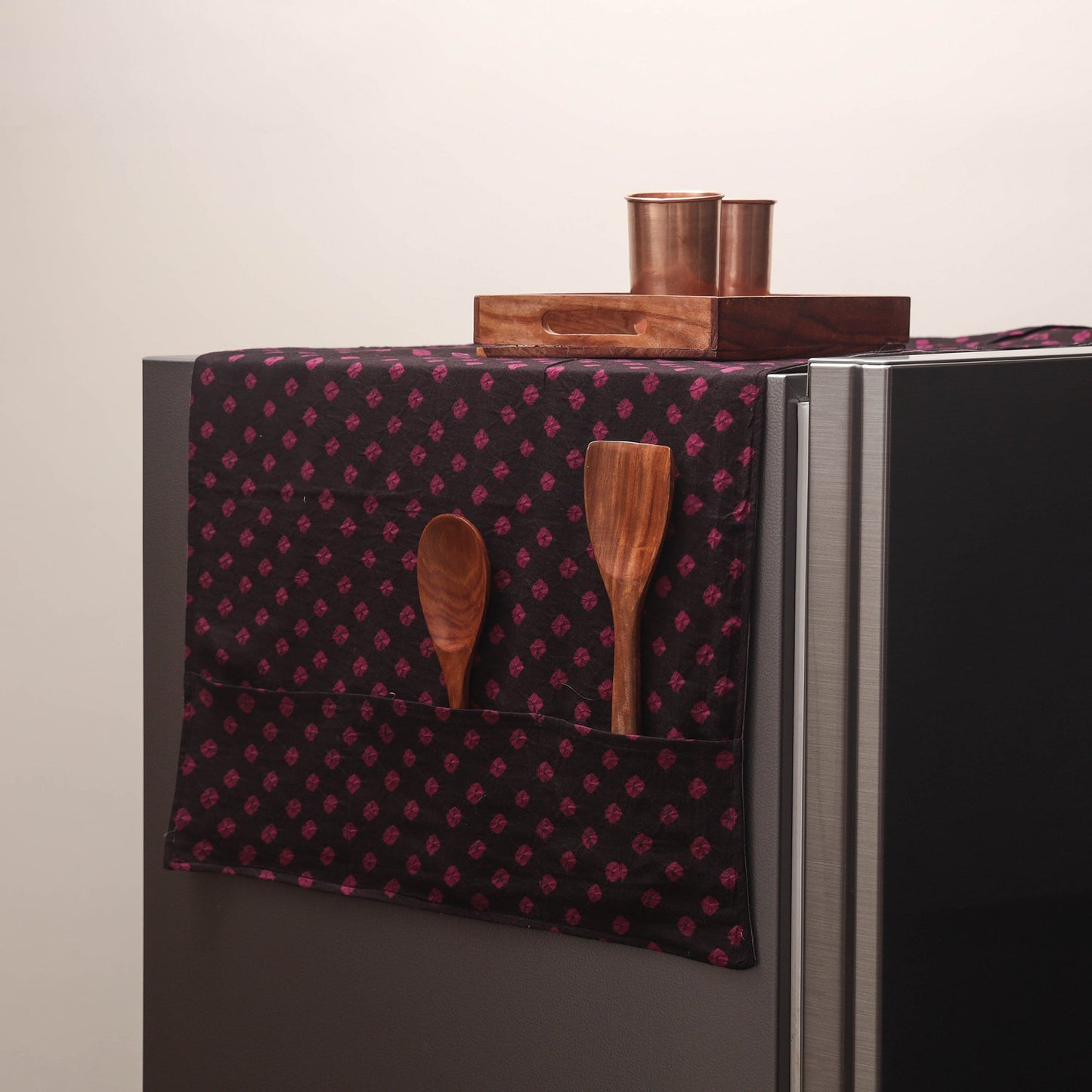 Handmade fridge top cover with multiple pockets 82