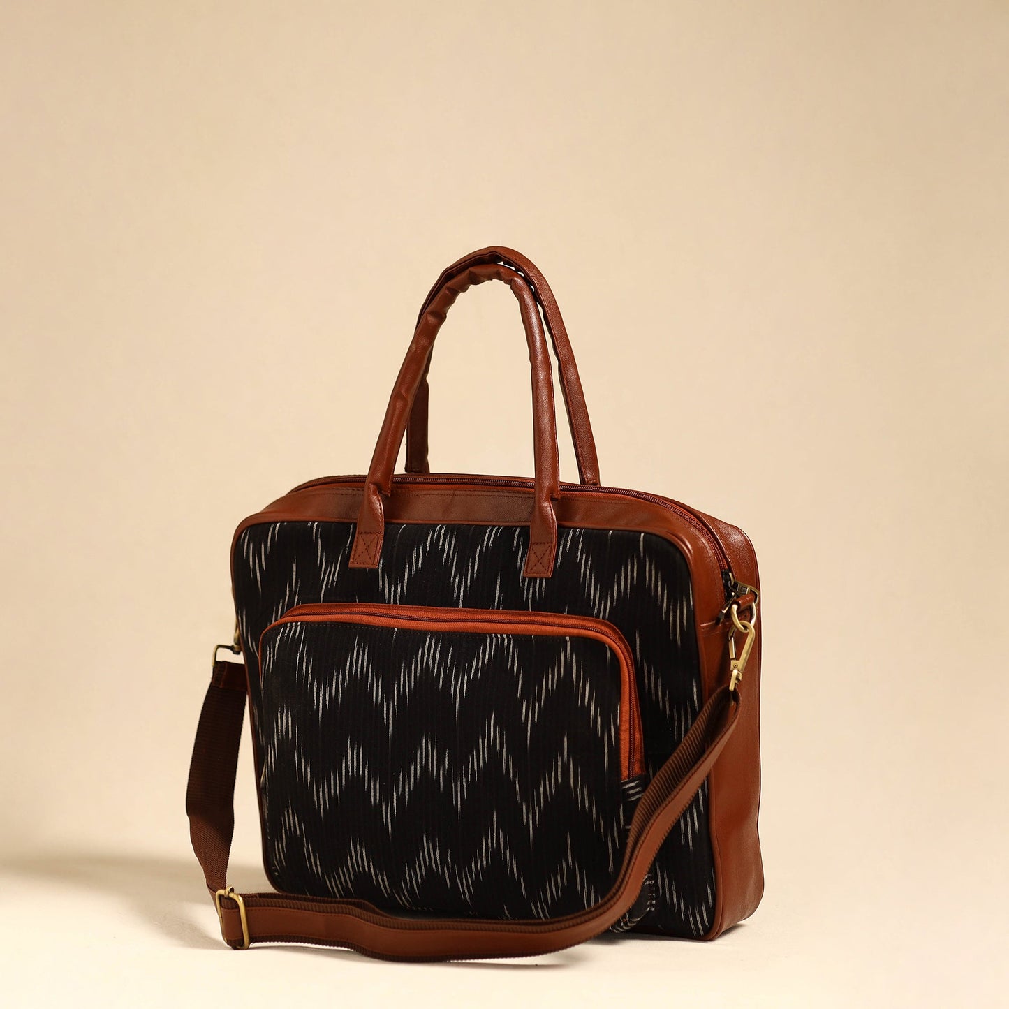 Black Handmade Pochampally Ikat Laptop Bag