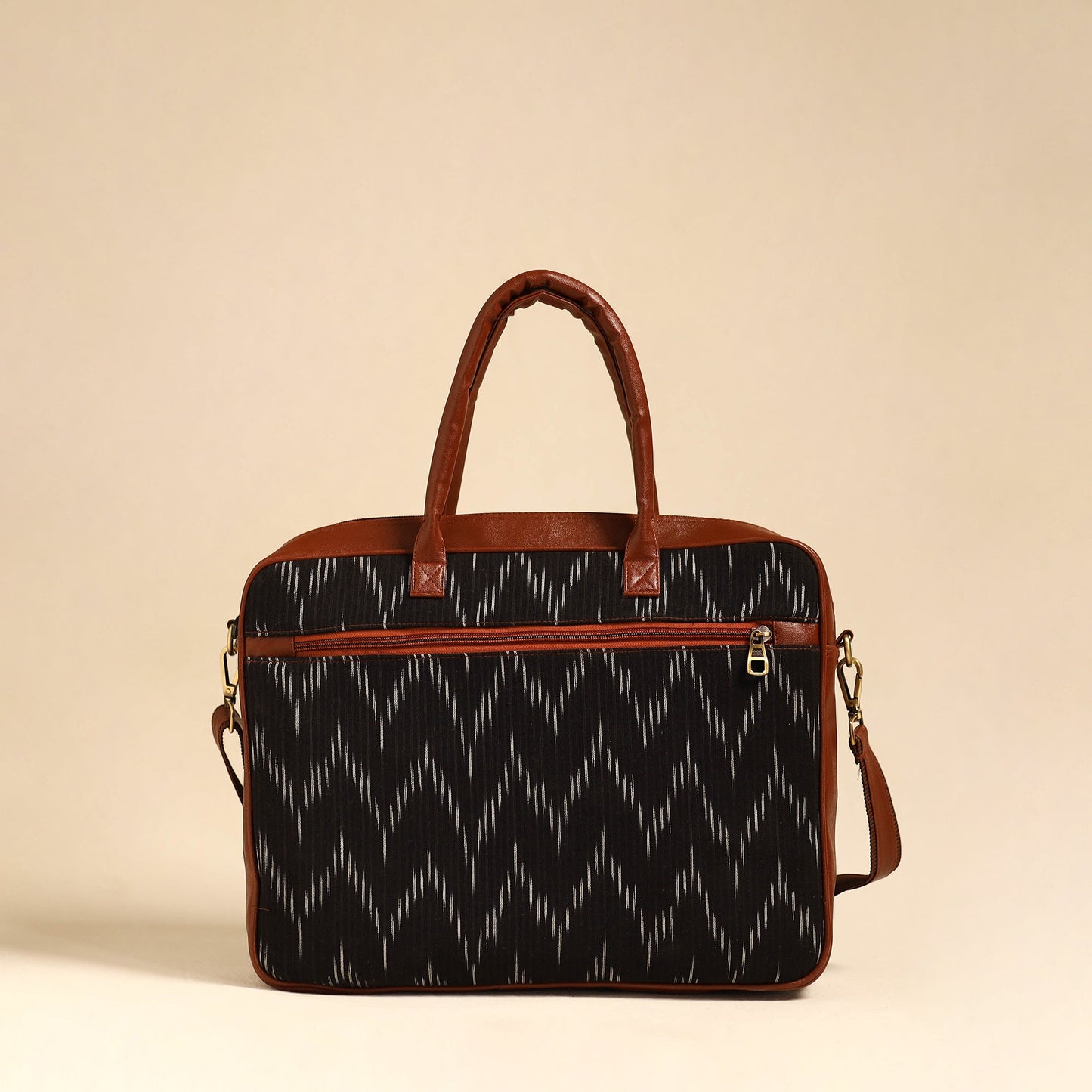 Black Handmade Pochampally Ikat Laptop Bag