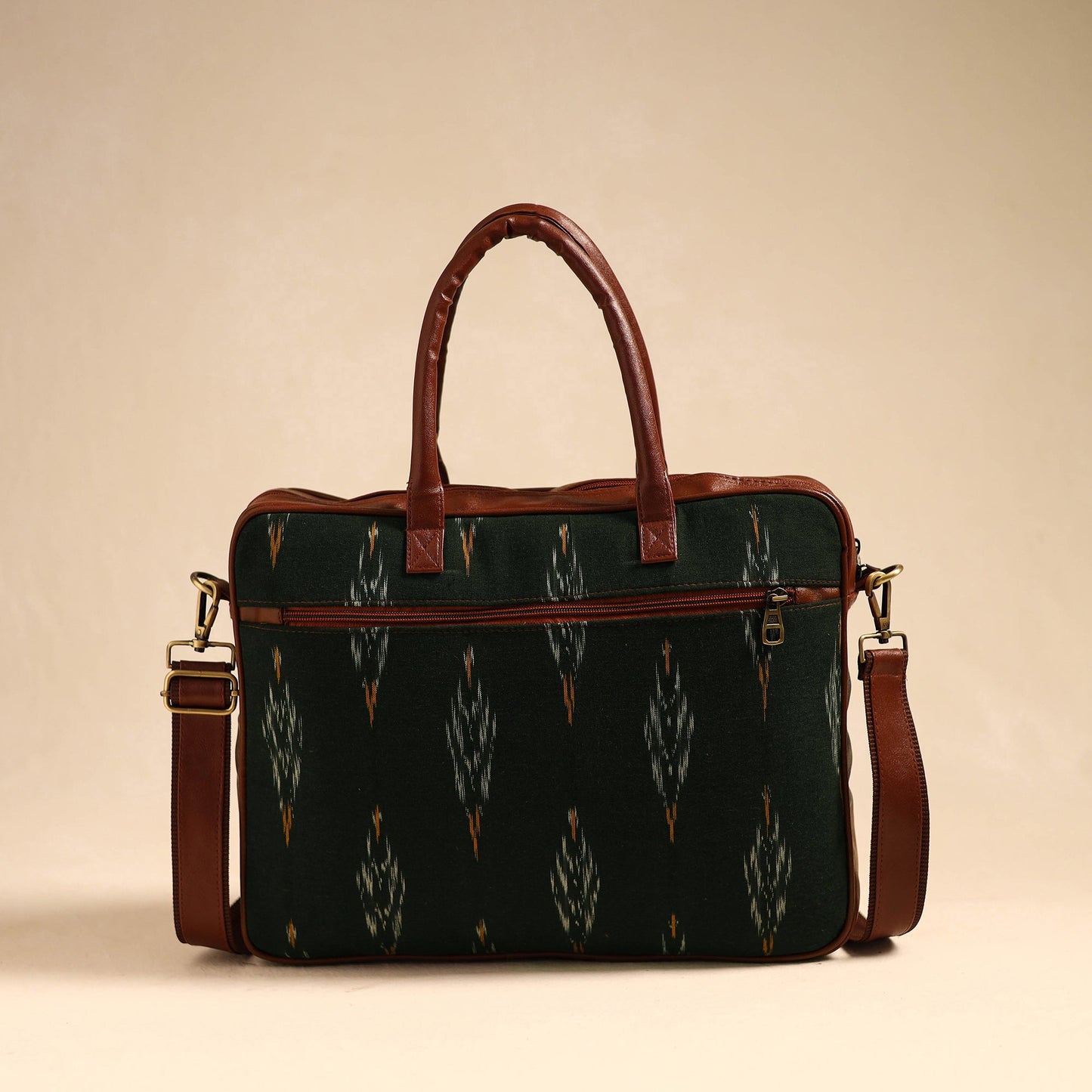 Black Handmade Pochampally Ikat Laptop Bag