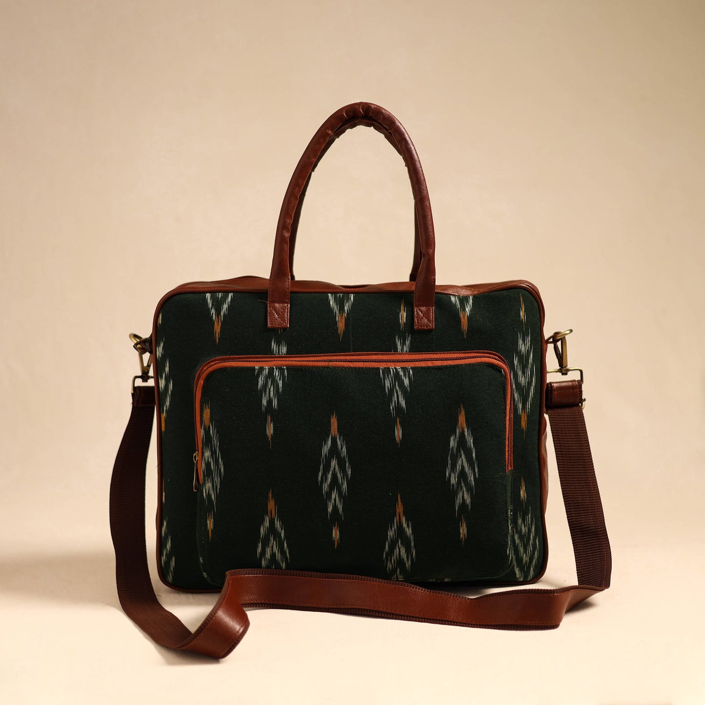 Black Handmade Pochampally Ikat Laptop Bag